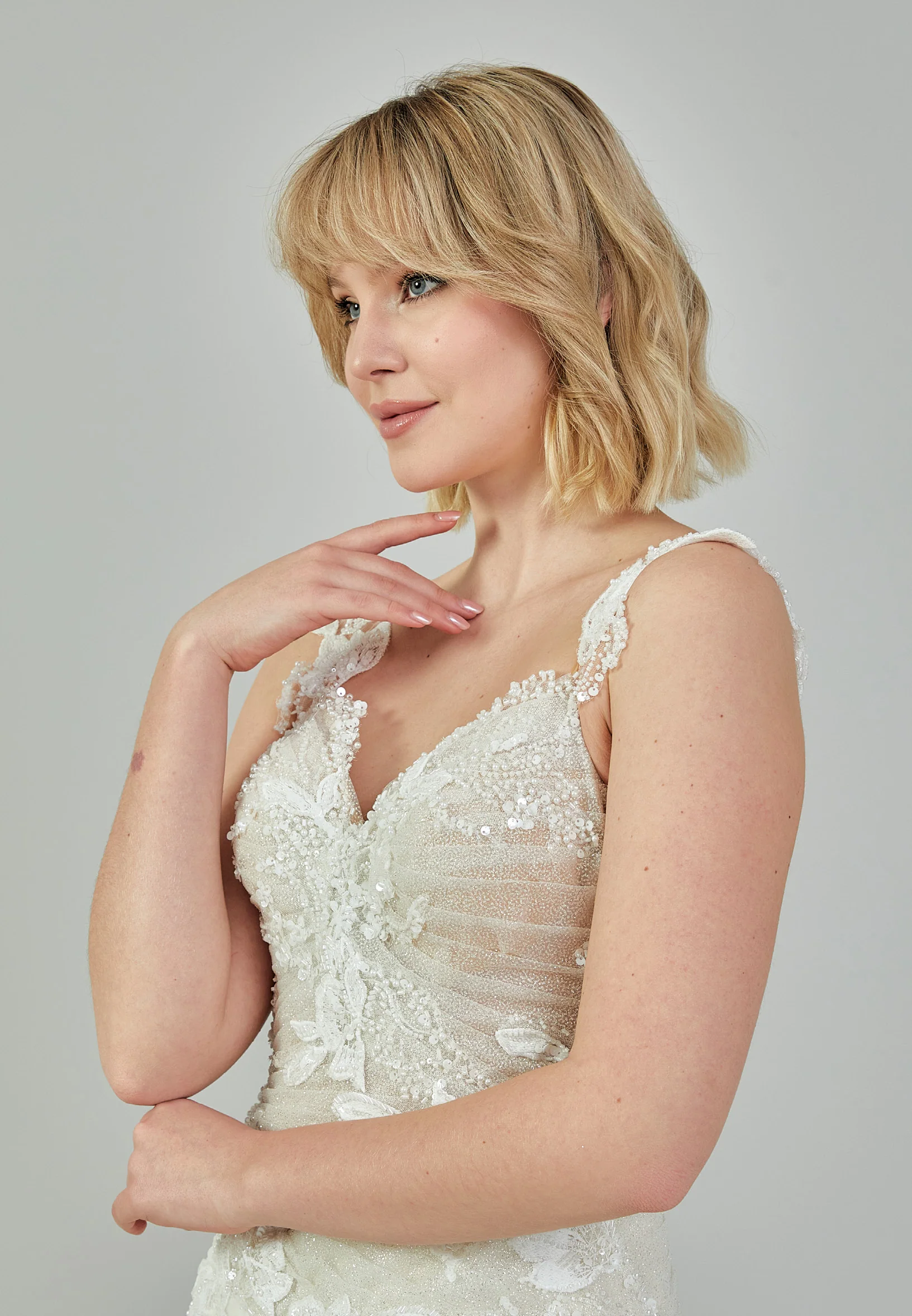 Sleeveless Maxi Tulle Regular Wedding Dress bnc9095 - Image 2
