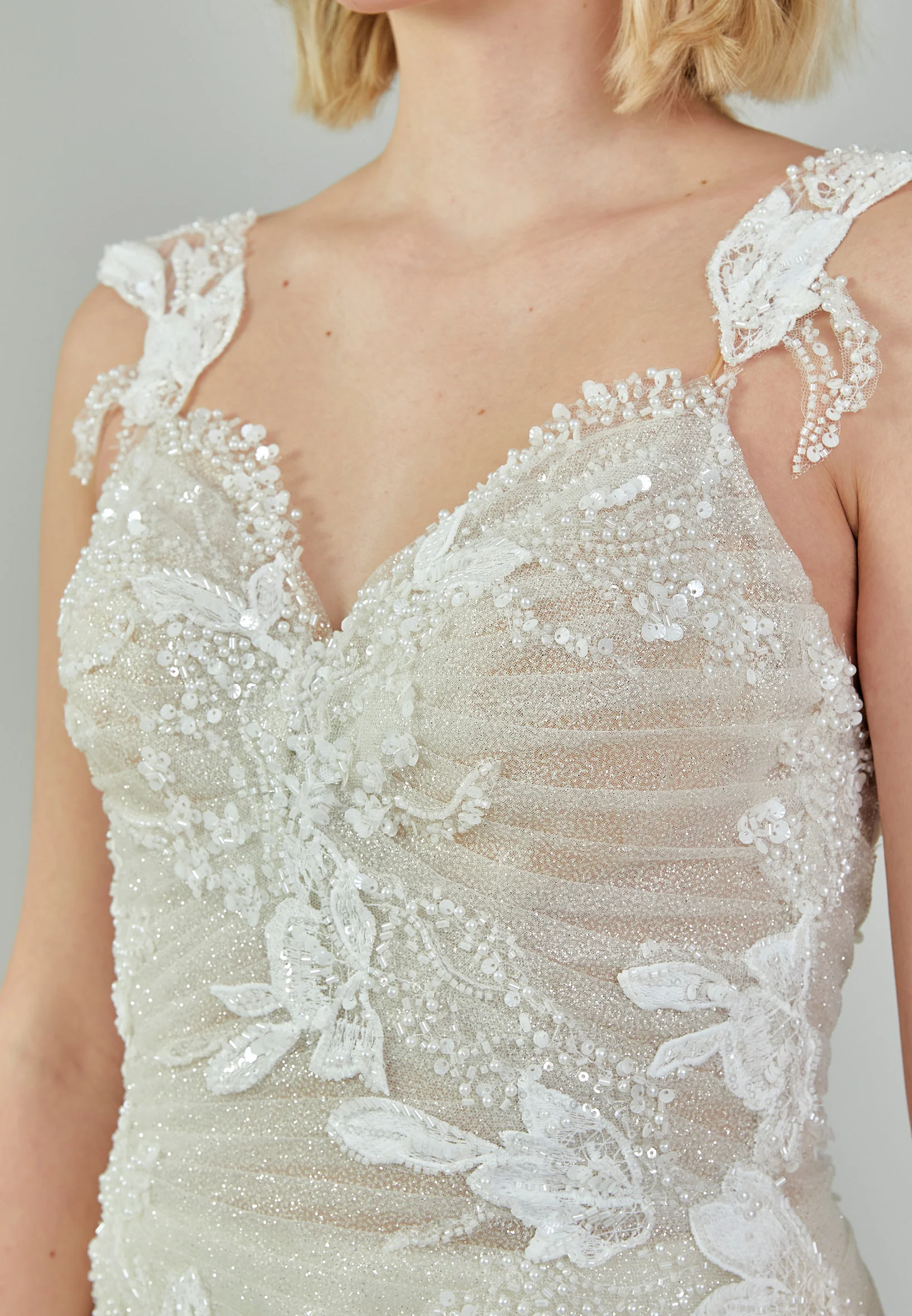Sleeveless Maxi Tulle Regular Wedding Dress bnc9095 - Image 4