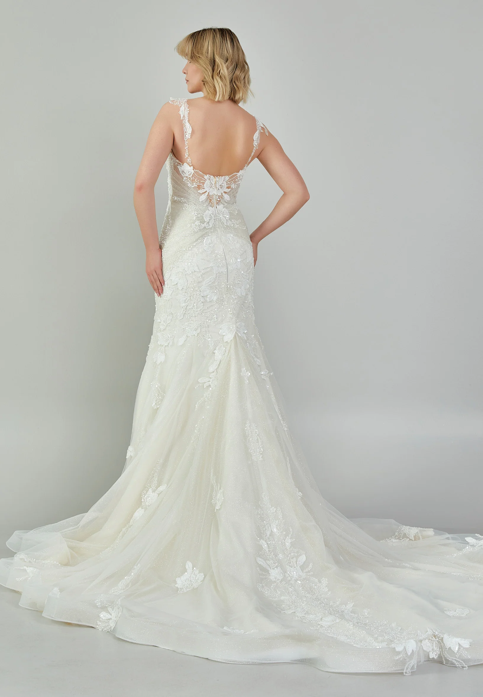 Sleeveless Maxi Tulle Regular Wedding Dress bnc9095 - Image 5