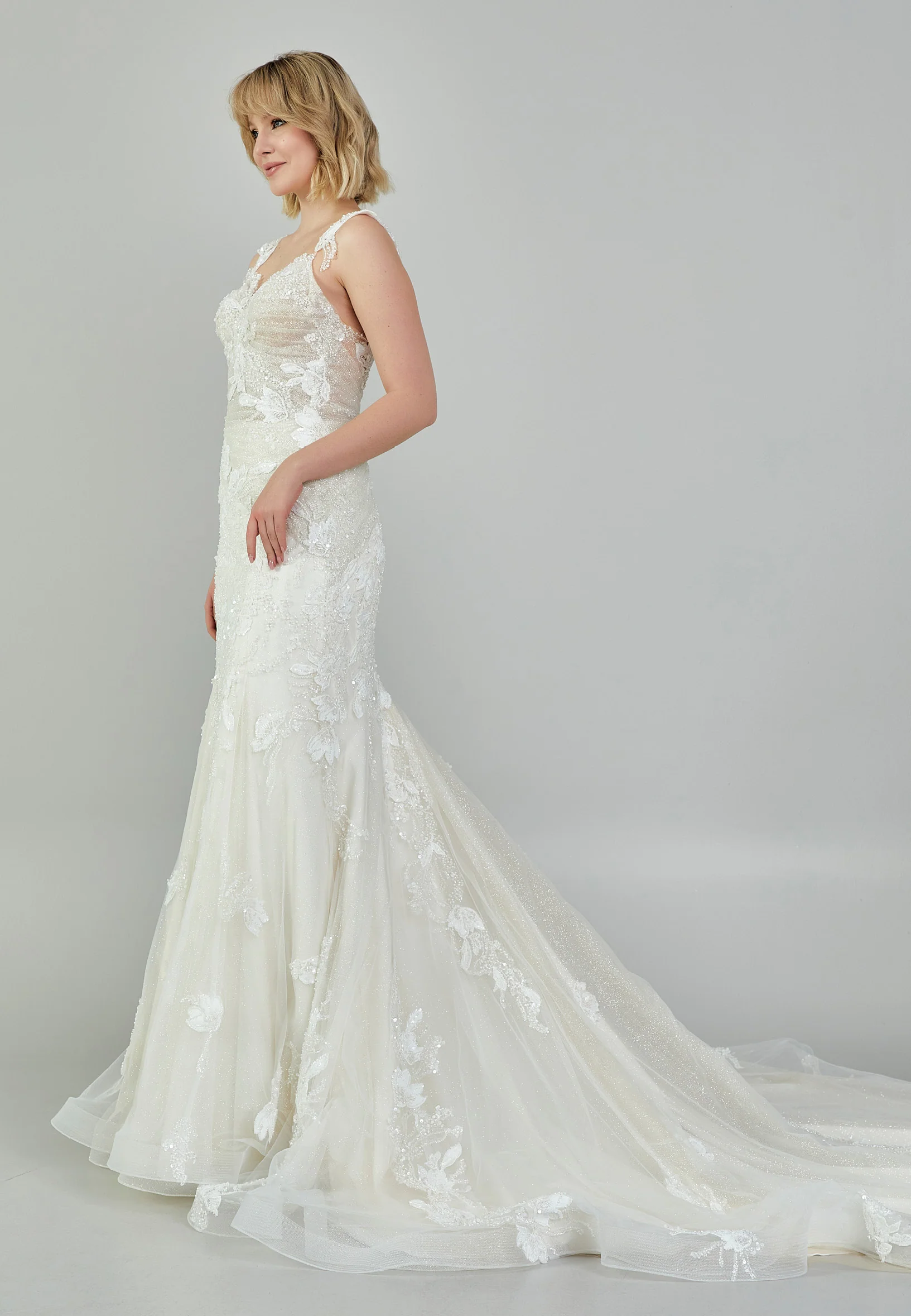 Sleeveless Maxi Tulle Regular Wedding Dress bnc9095 - Image 6