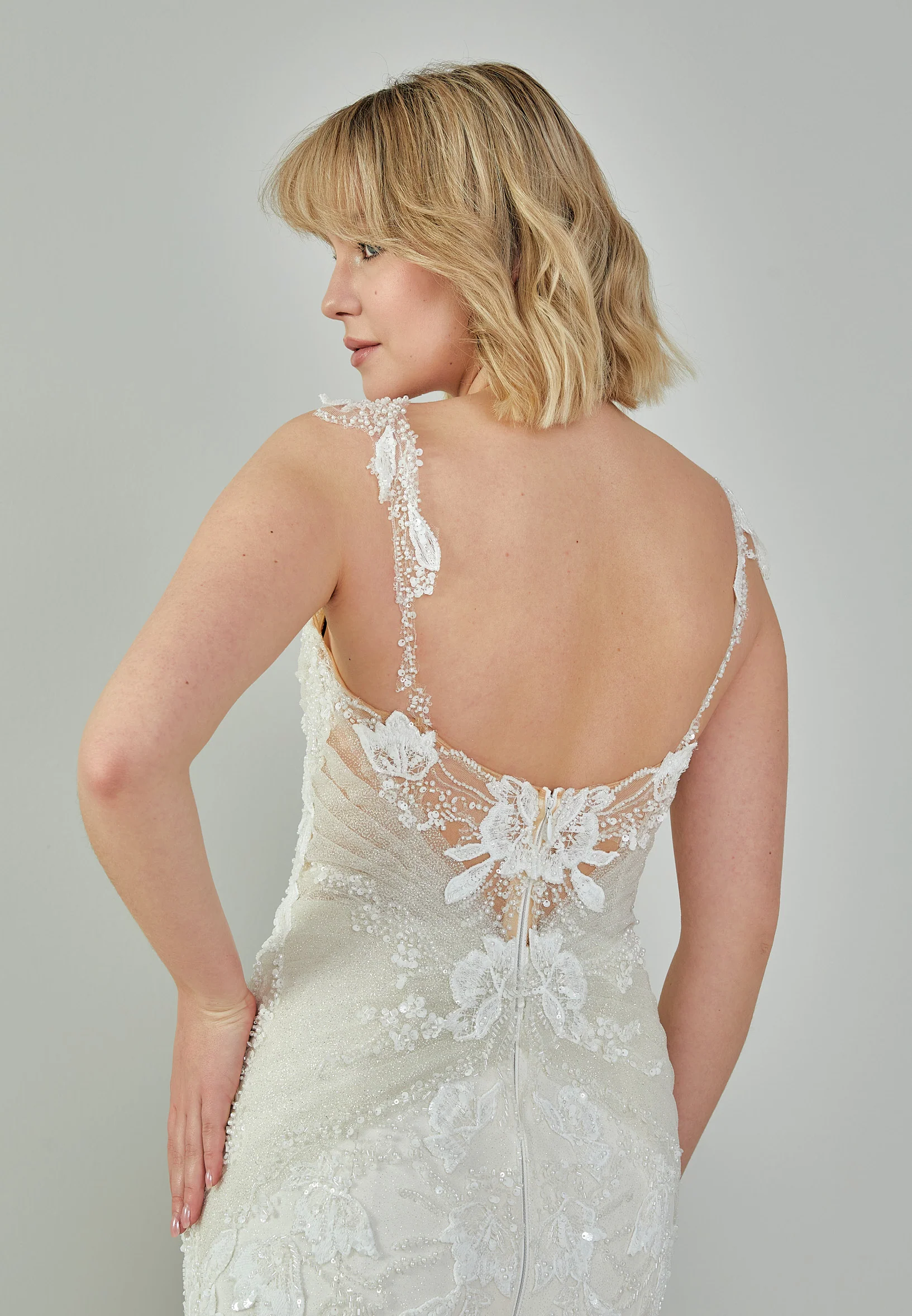 Sleeveless Maxi Tulle Regular Wedding Dress bnc9095 - Image 8