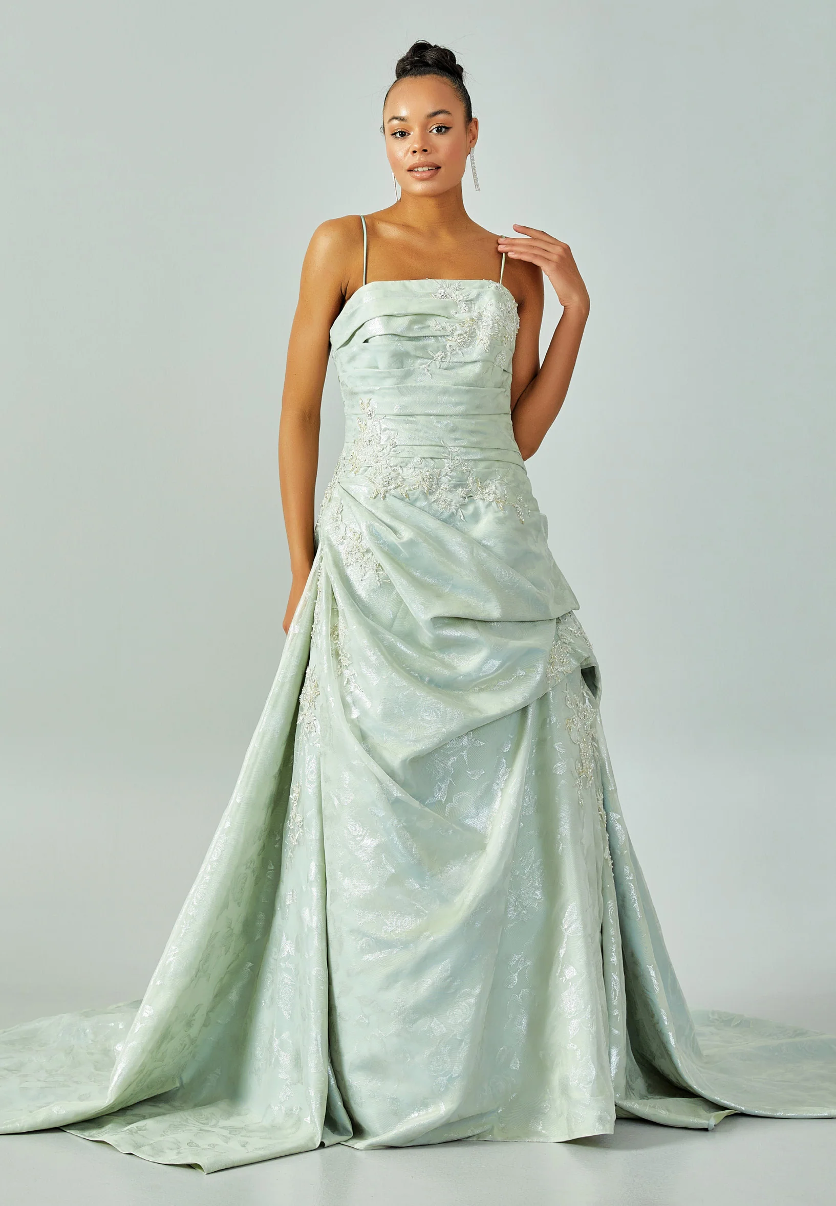 Sleeveless Maxi Tulle Regular Wedding Dress enz00311 - Image 2