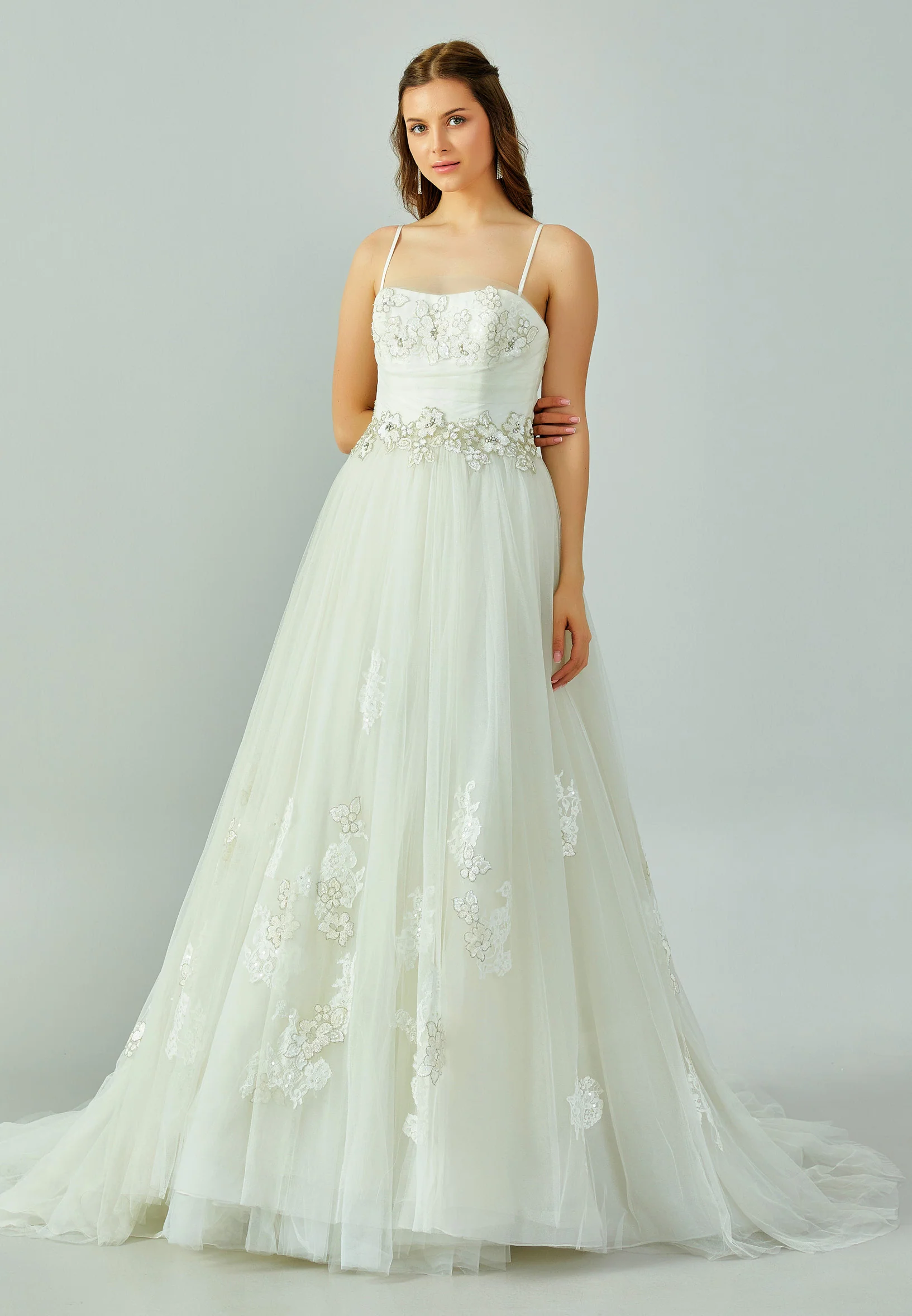 Sleeveless Maxi Tulle Regular Wedding Dress enz00760