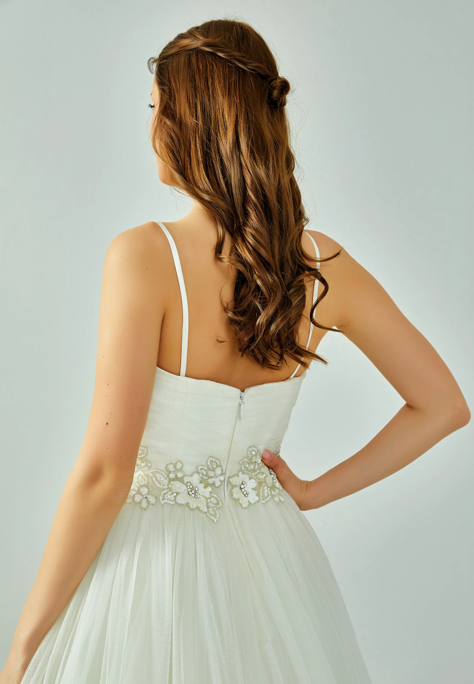 Sleeveless Maxi Tulle Regular Wedding Dress enz00760 - Image 3