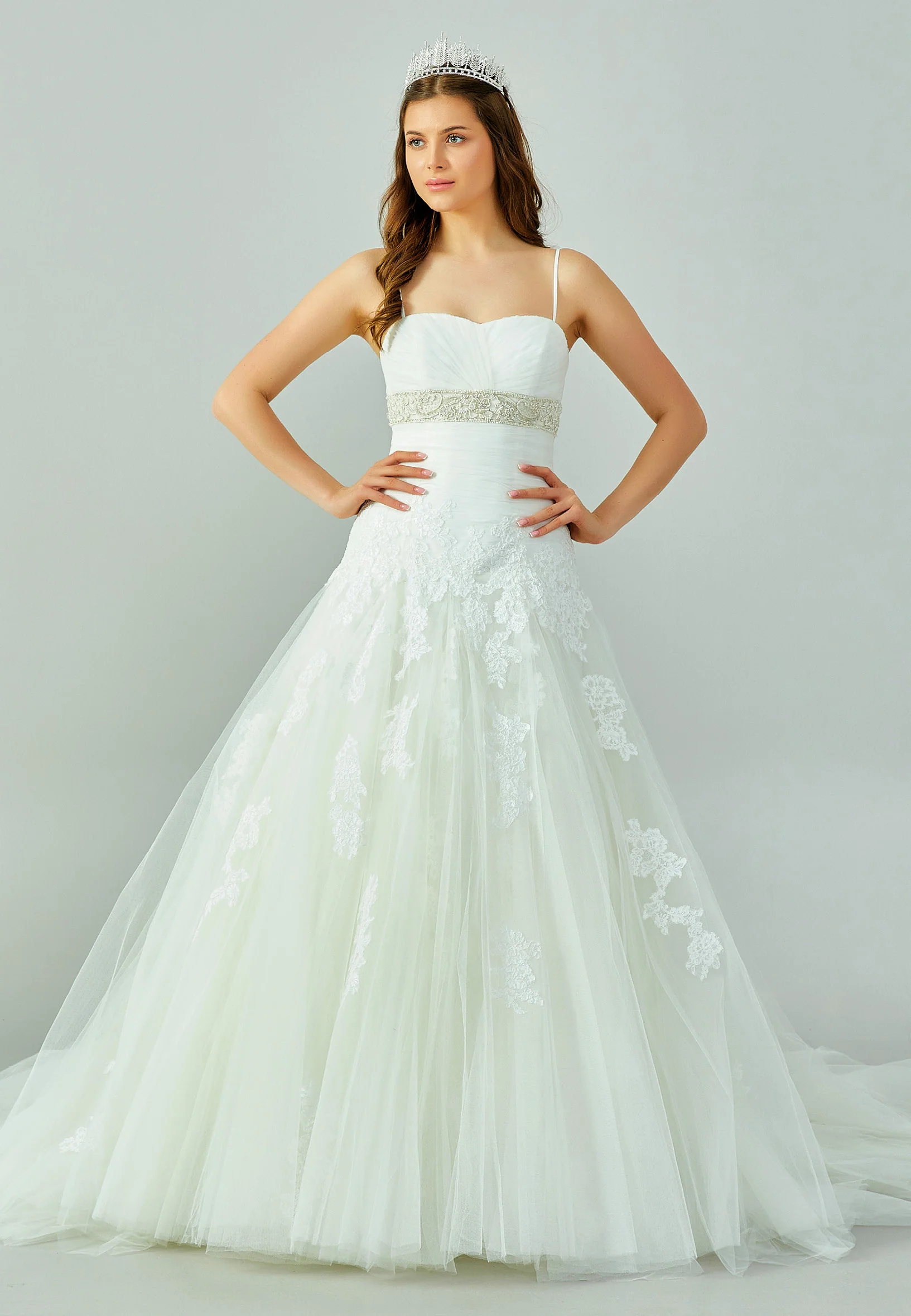 Sleeveless Maxi Tulle Regular Wedding Dress enz01119