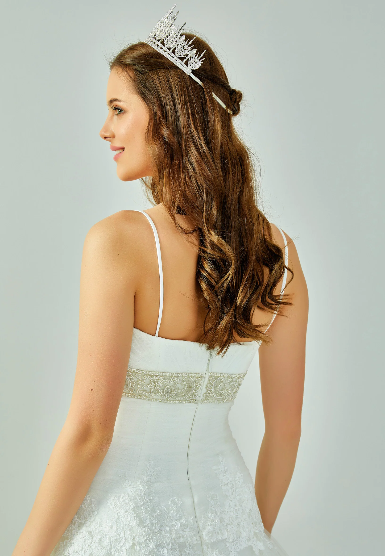 Sleeveless Maxi Tulle Regular Wedding Dress enz01119 - Image 12