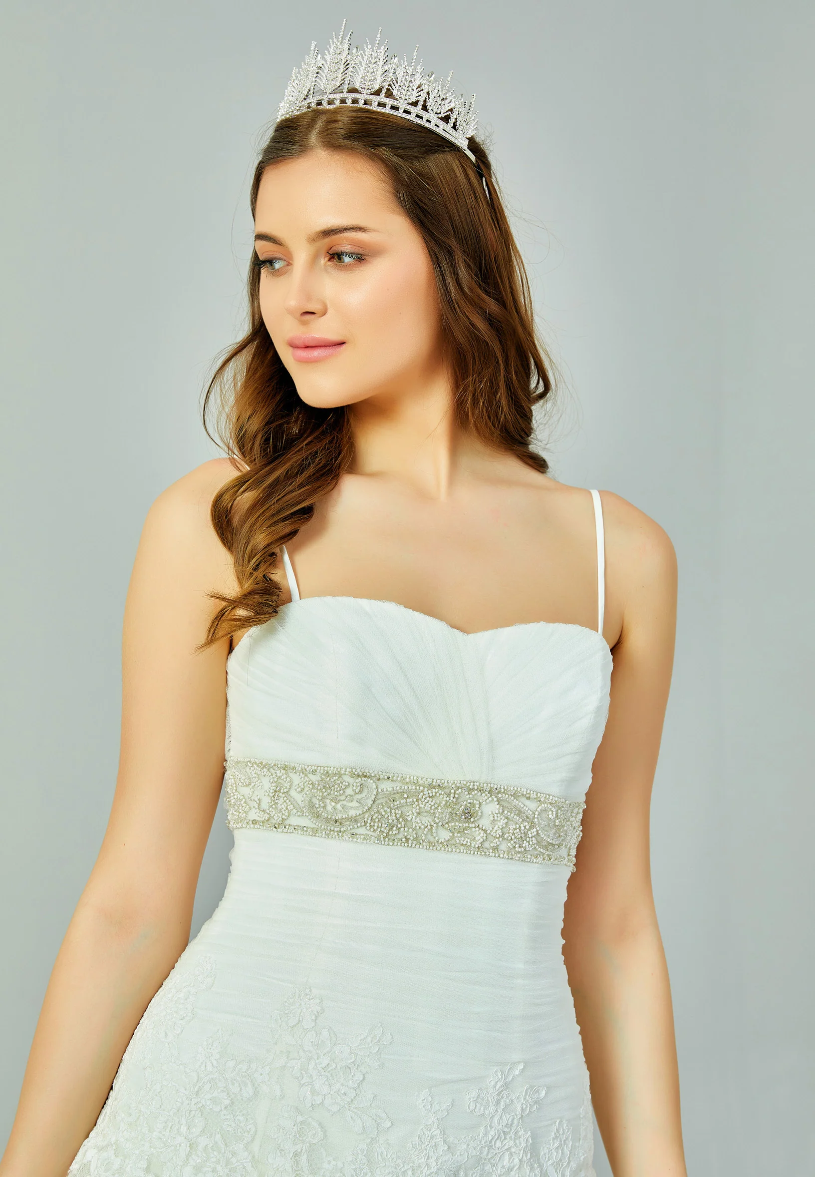 Sleeveless Maxi Tulle Regular Wedding Dress enz01119 - Image 2
