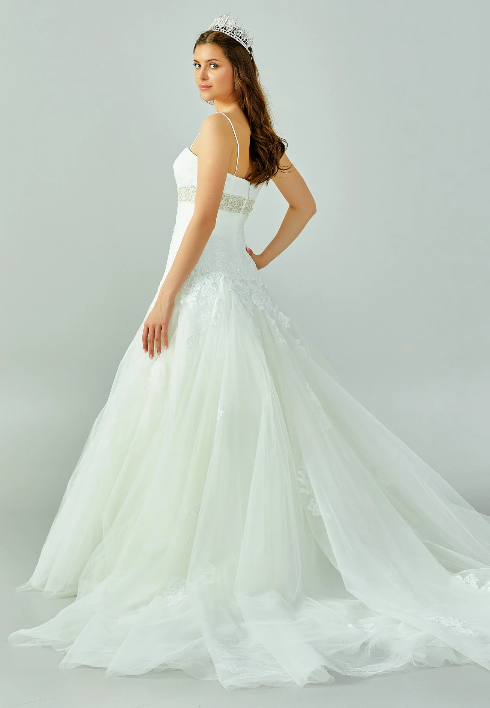 Sleeveless Maxi Tulle Regular Wedding Dress enz01119 - Image 3