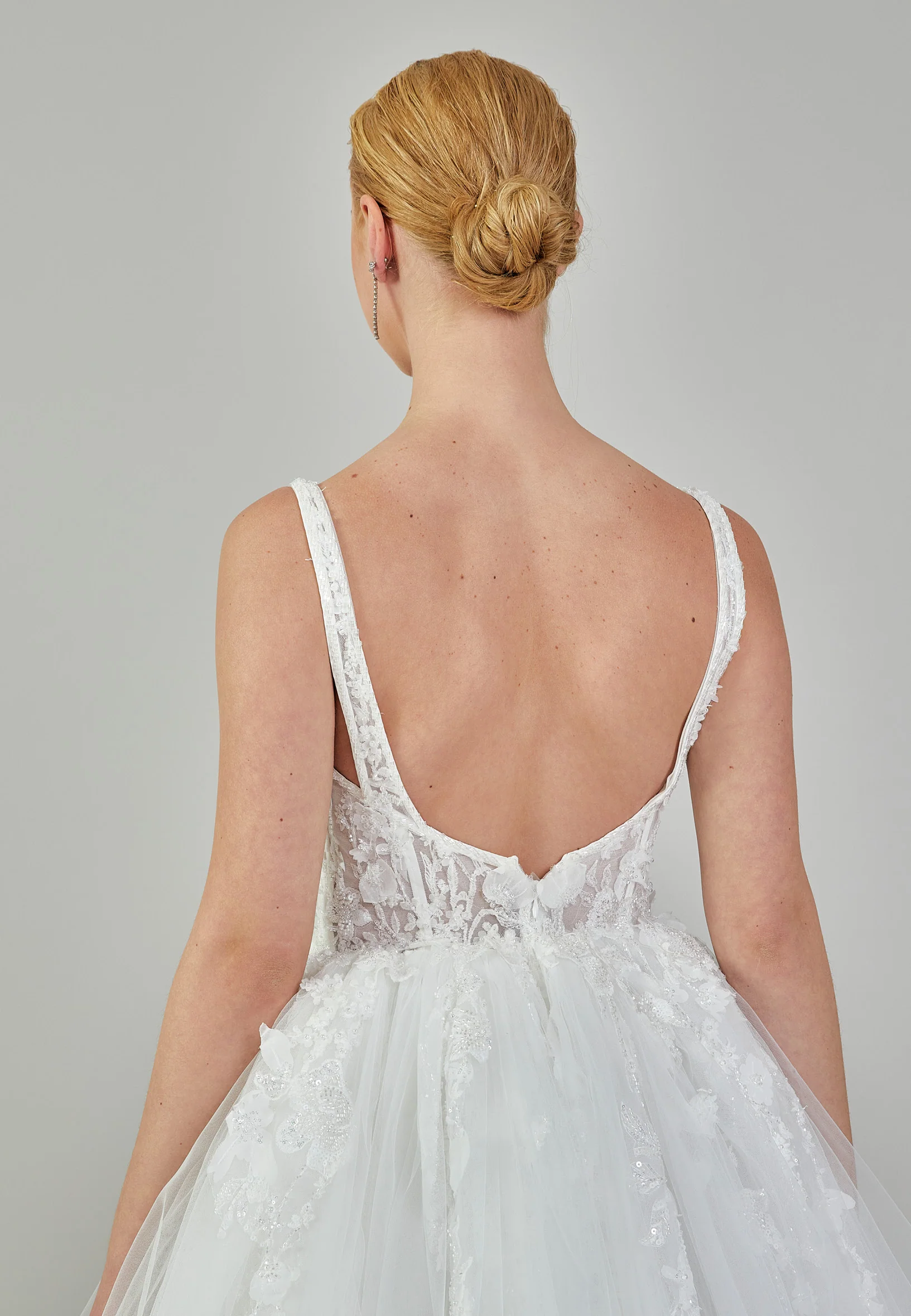 Sleeveless Maxi Tulle Regular Wedding Dress ezs2024-01 - Image 8