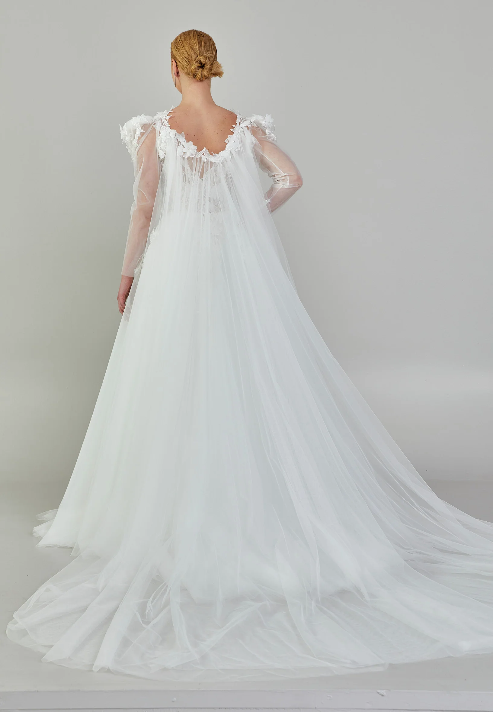 Sleeveless Maxi Tulle Regular Wedding Dress ezs2024-03 - Image 5