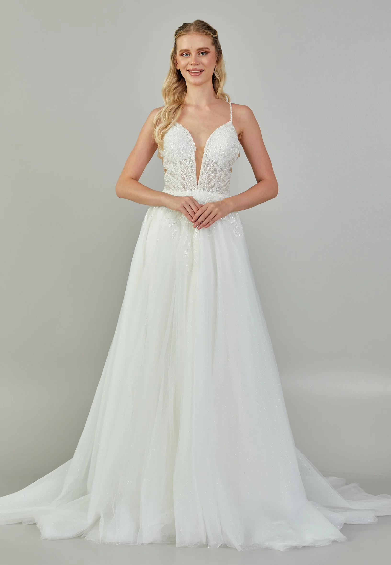Sleeveless Maxi Tulle Regular Wedding Dress nor2002
