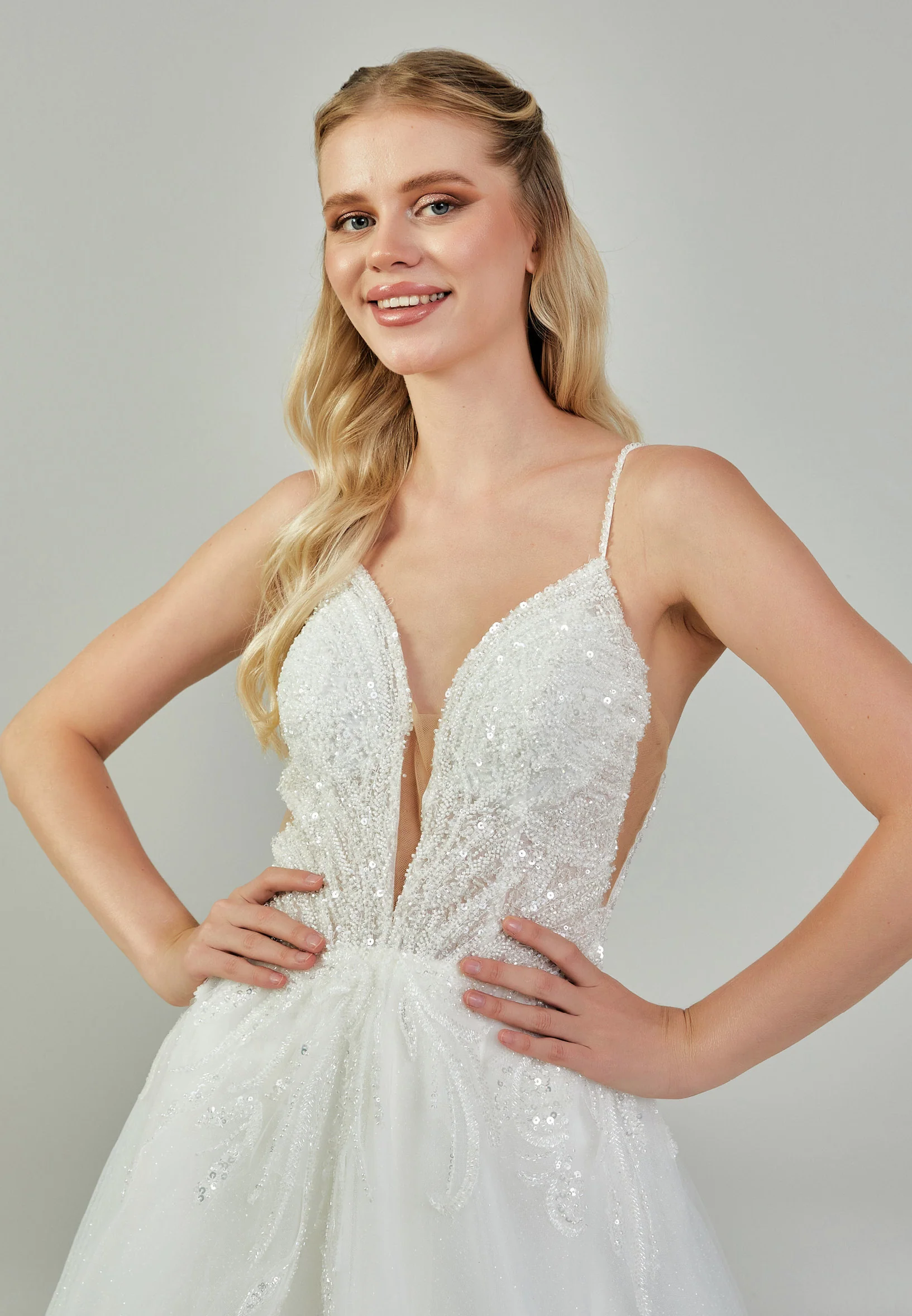 Sleeveless Maxi Tulle Regular Wedding Dress nor2002 - Image 3