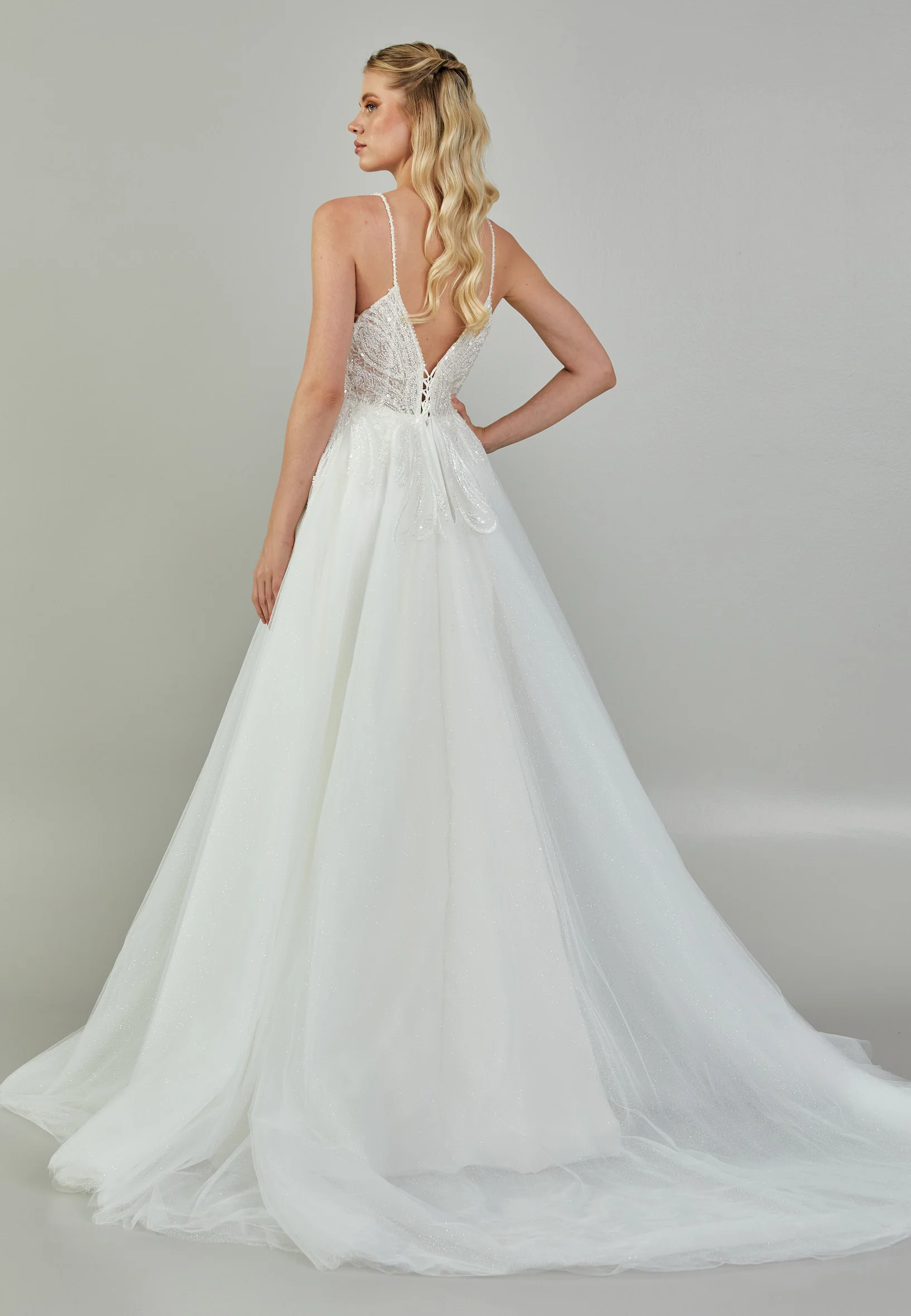 Sleeveless Maxi Tulle Regular Wedding Dress nor2002 - Image 5