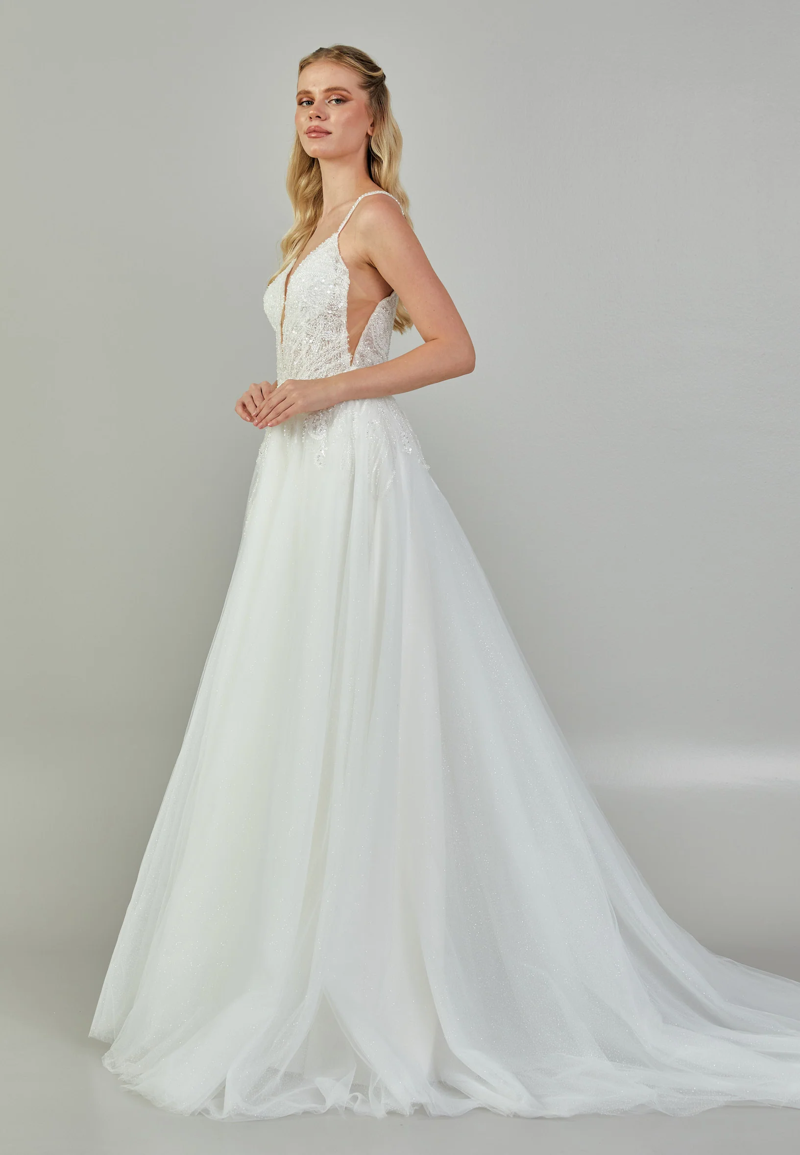 Sleeveless Maxi Tulle Regular Wedding Dress nor2002 - Image 6