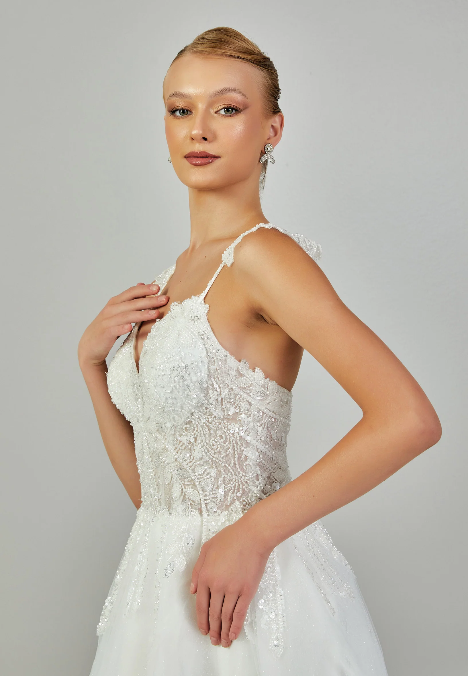 Sleeveless Maxi Tulle Regular Wedding Dress nor2003 - Image 2