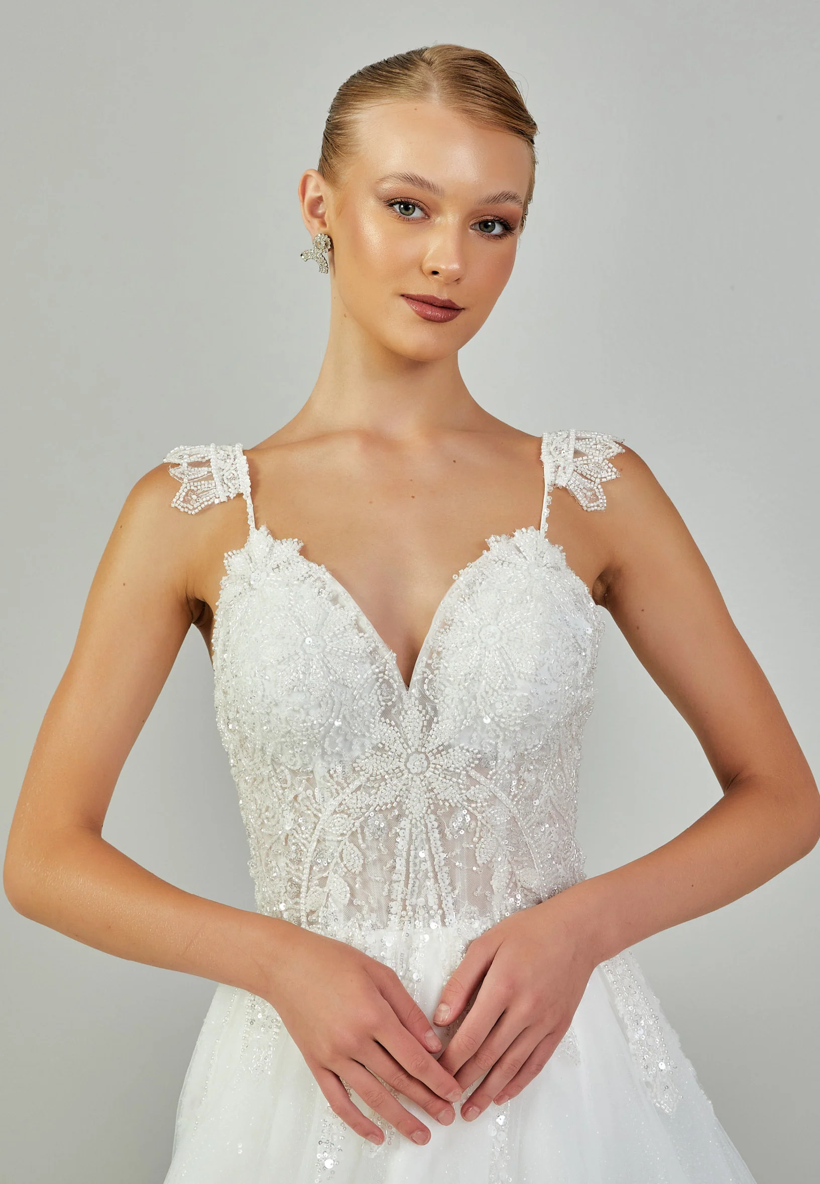 Sleeveless Maxi Tulle Regular Wedding Dress nor2003 - Image 3