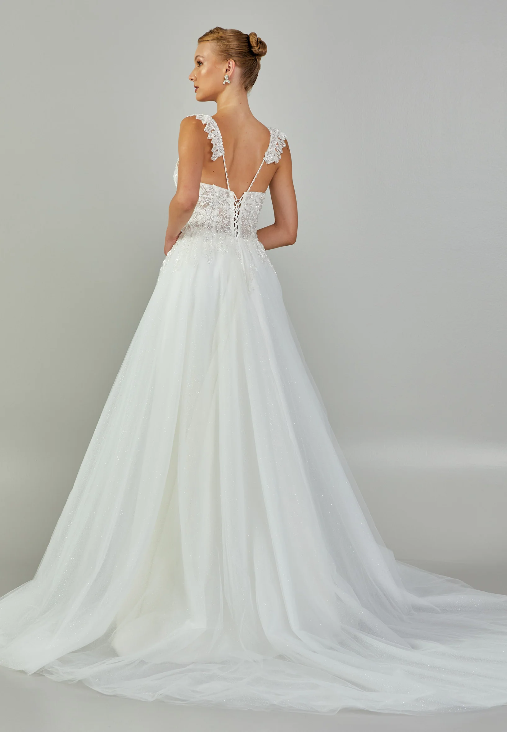 Sleeveless Maxi Tulle Regular Wedding Dress nor2003 - Image 5