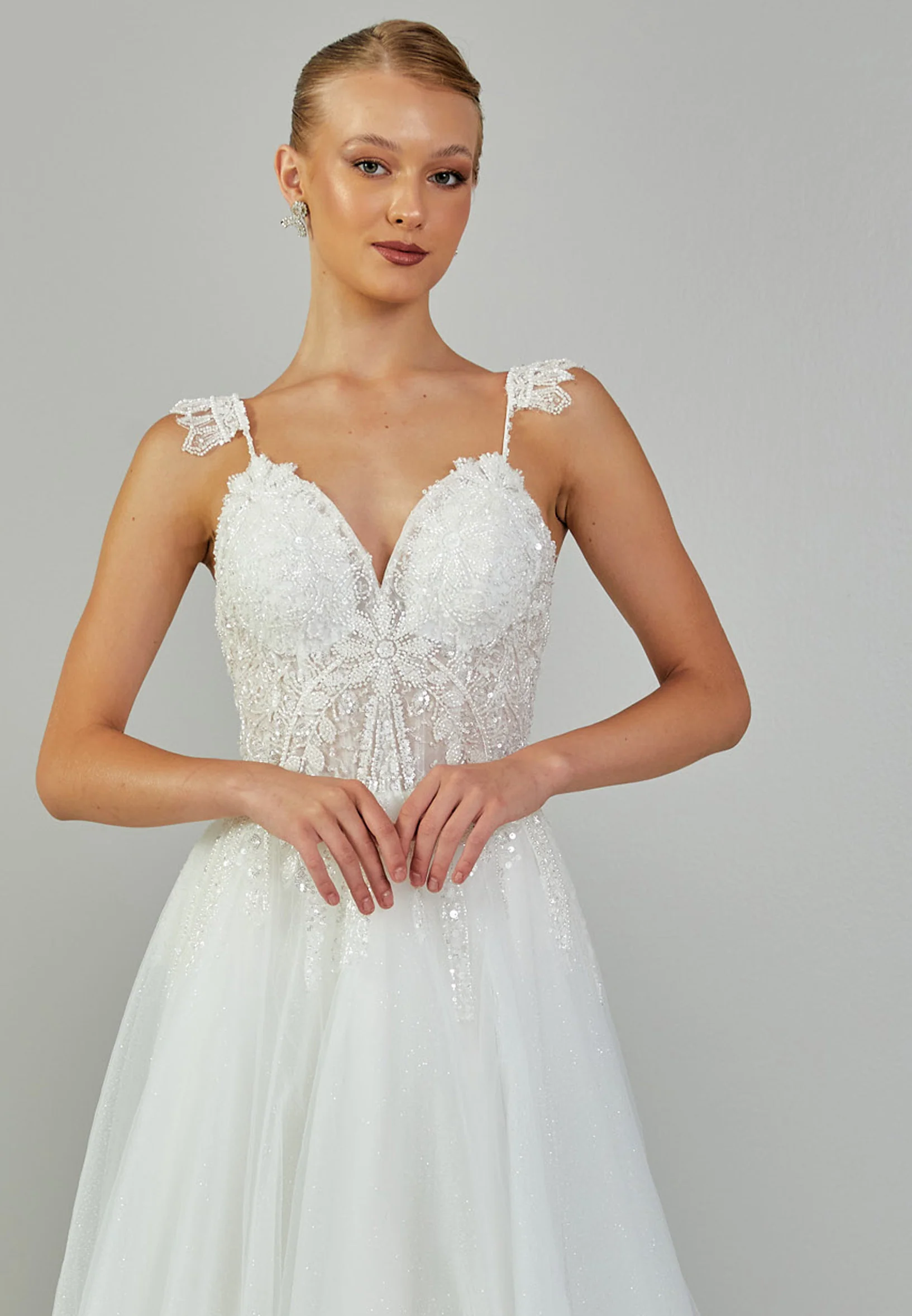 Sleeveless Maxi Tulle Regular Wedding Dress nor2003 - Image 7