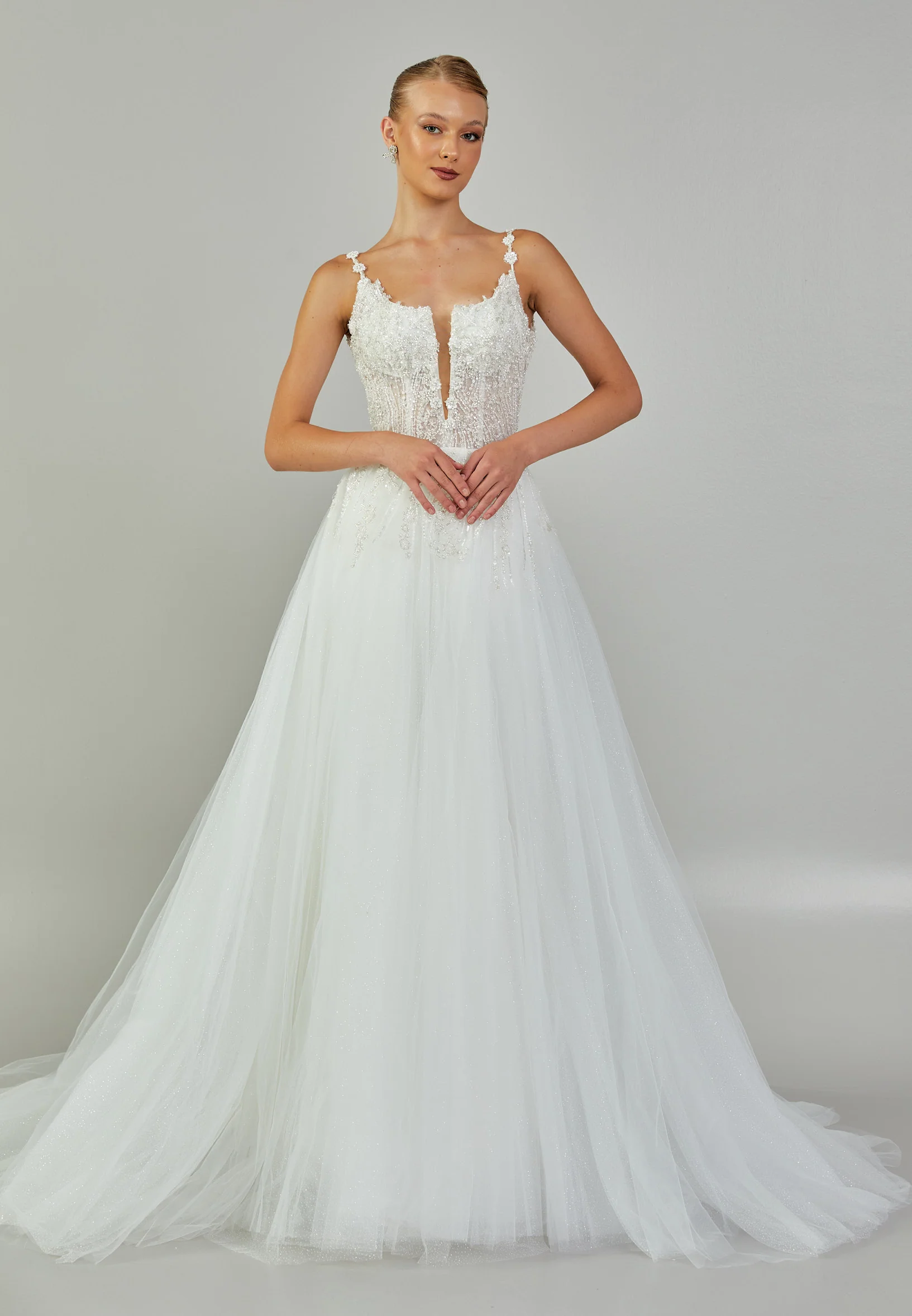 Sleeveless Maxi Tulle Regular Wedding Dress nor2005