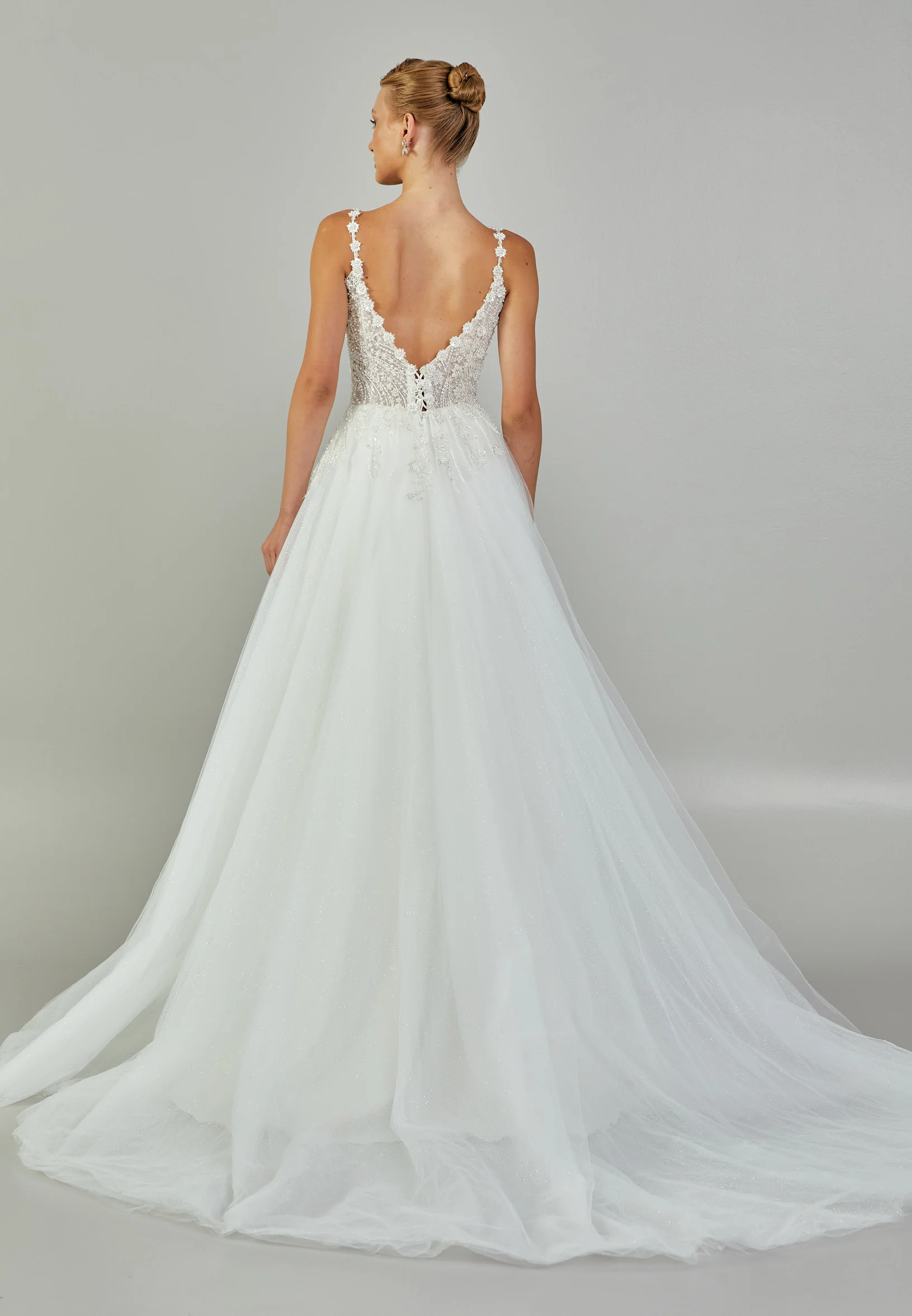 Sleeveless Maxi Tulle Regular Wedding Dress nor2005 - Image 5
