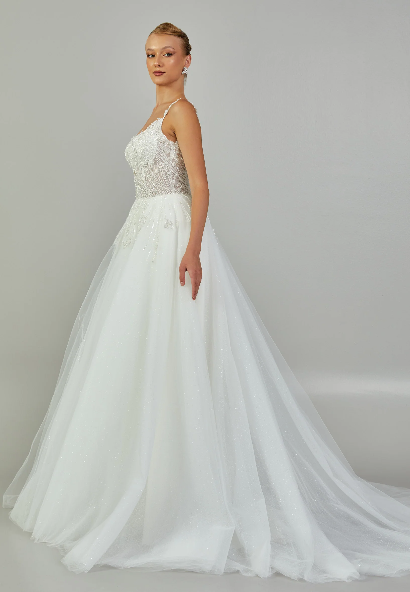 Sleeveless Maxi Tulle Regular Wedding Dress nor2005 - Image 6