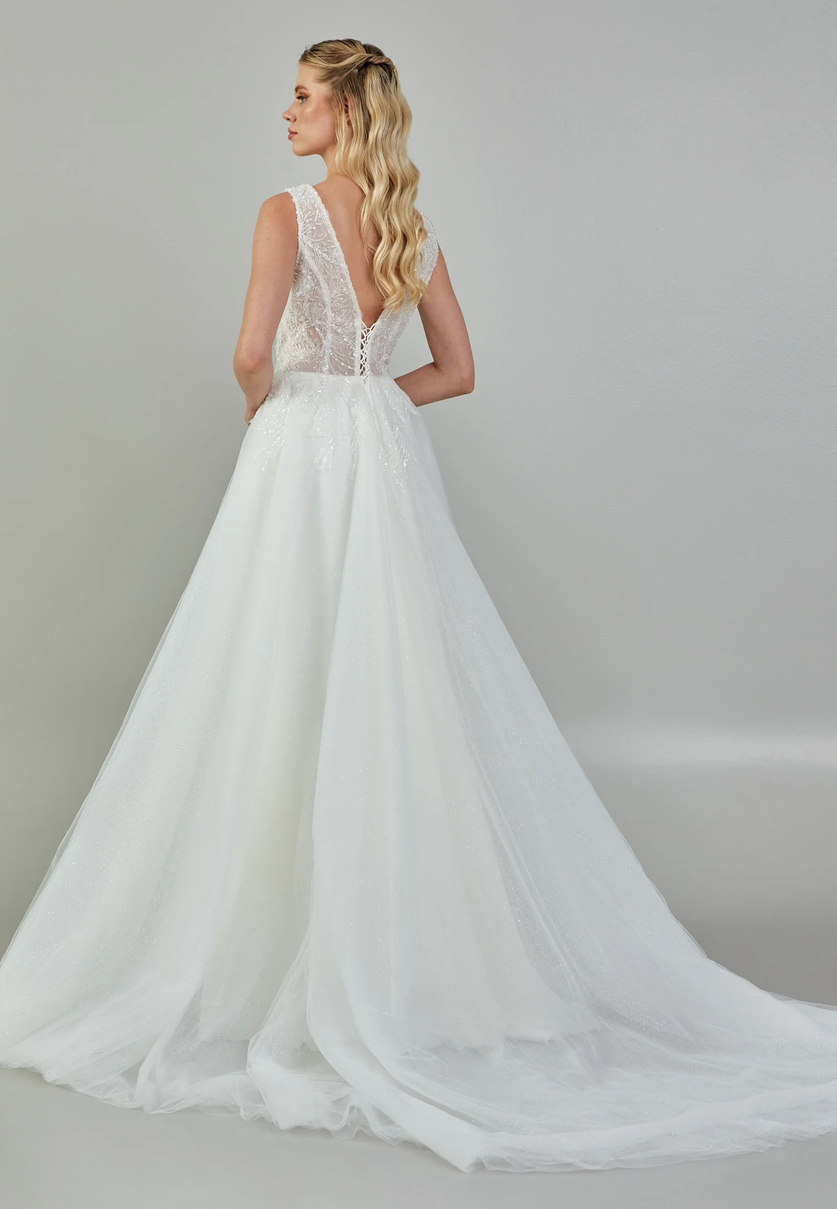 Sleeveless Maxi Tulle Regular Wedding Dress nor2007 - Image 5