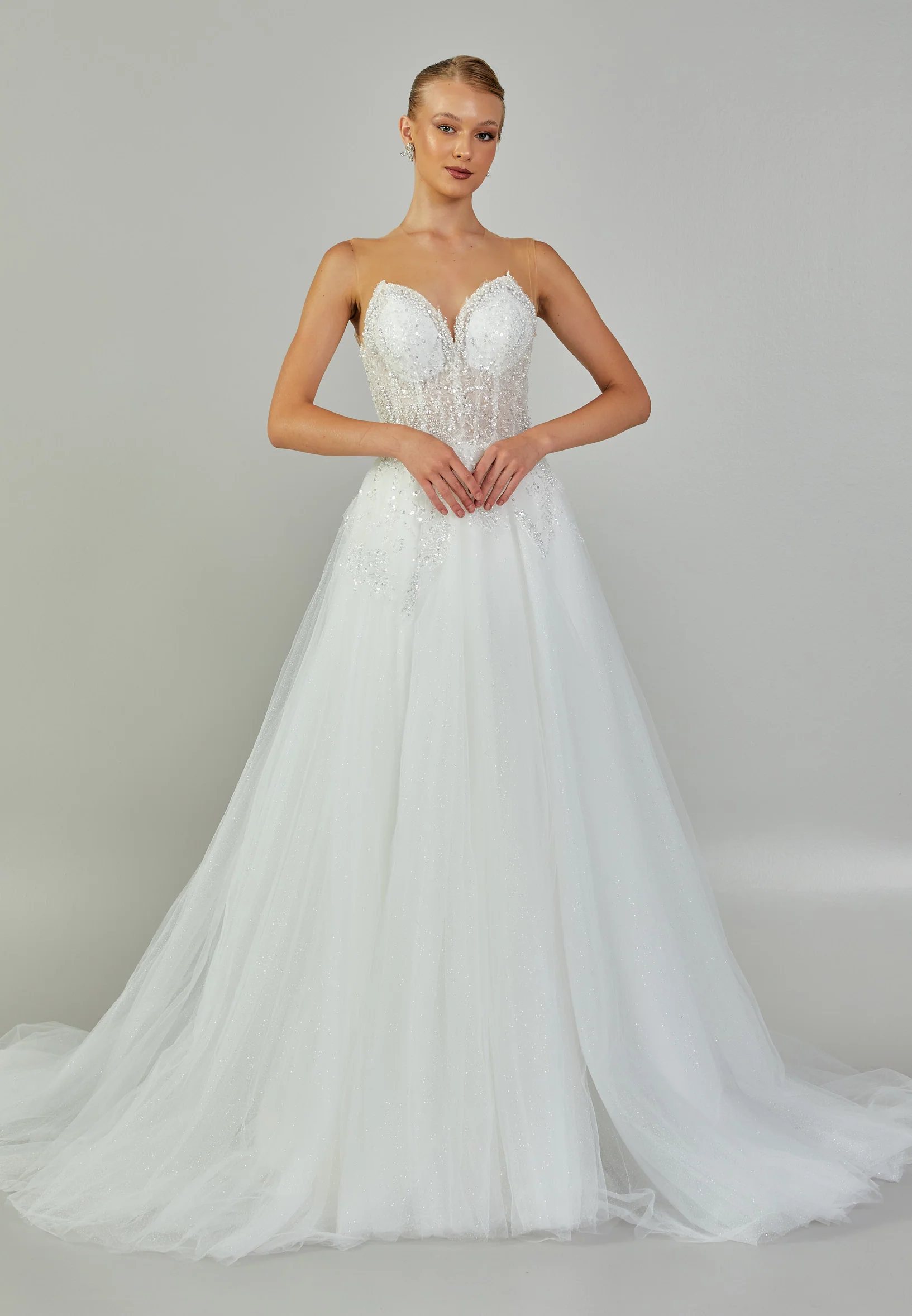 Sleeveless Maxi Tulle Regular Wedding Dress nor2011