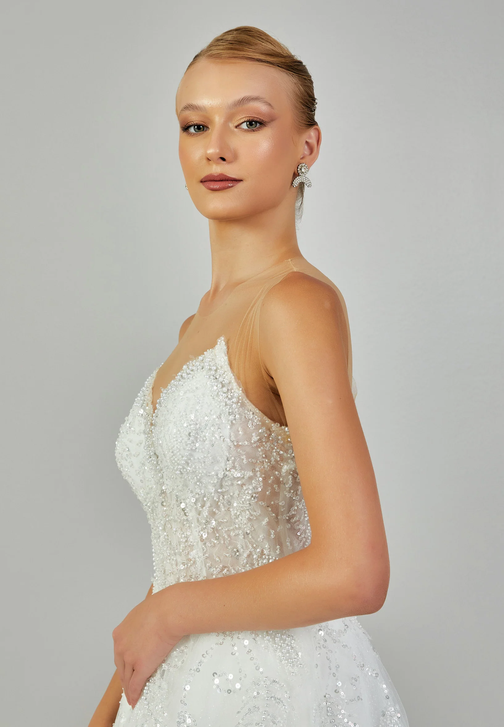 Sleeveless Maxi Tulle Regular Wedding Dress nor2011 - Image 2