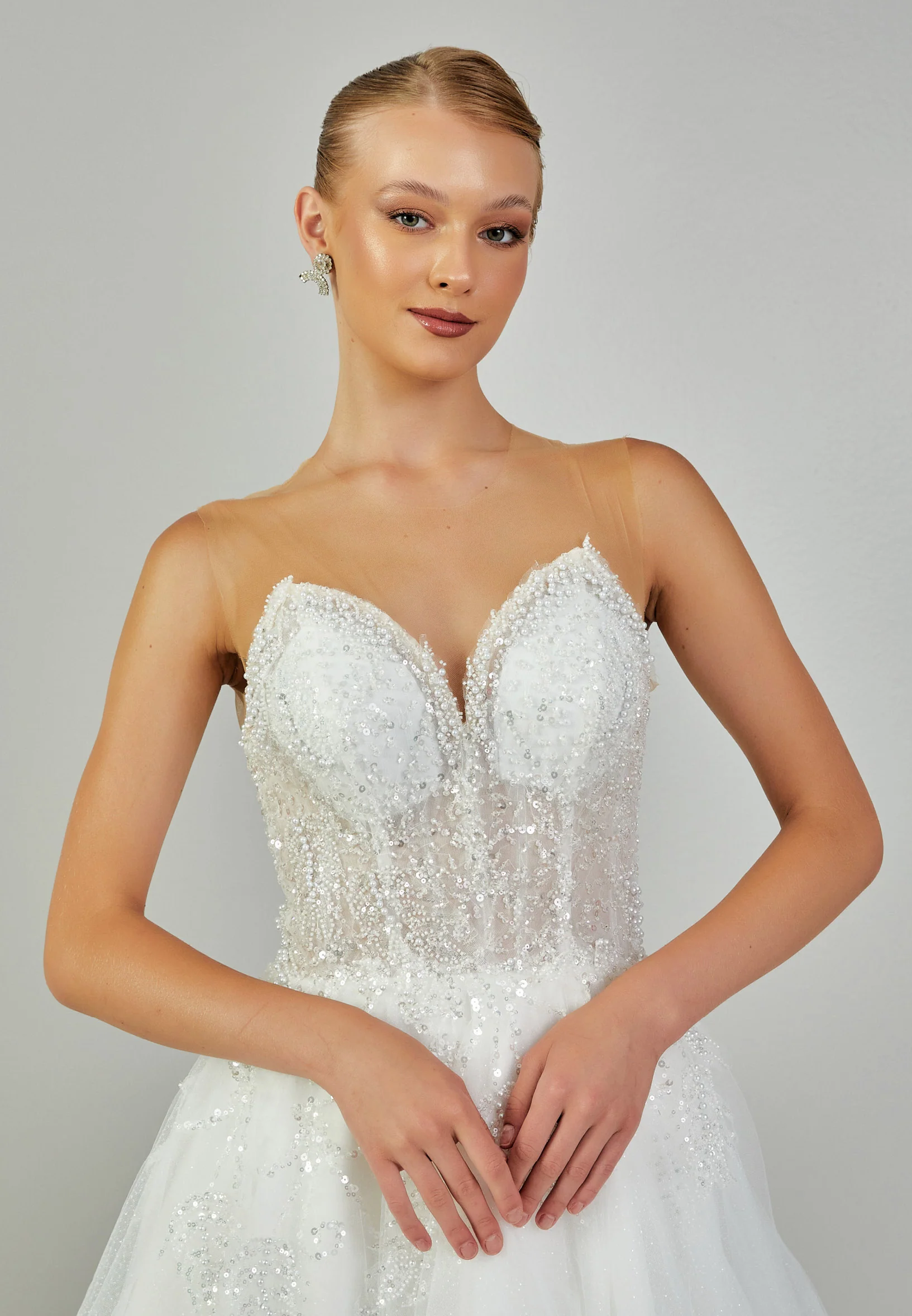 Sleeveless Maxi Tulle Regular Wedding Dress nor2011 - Image 3