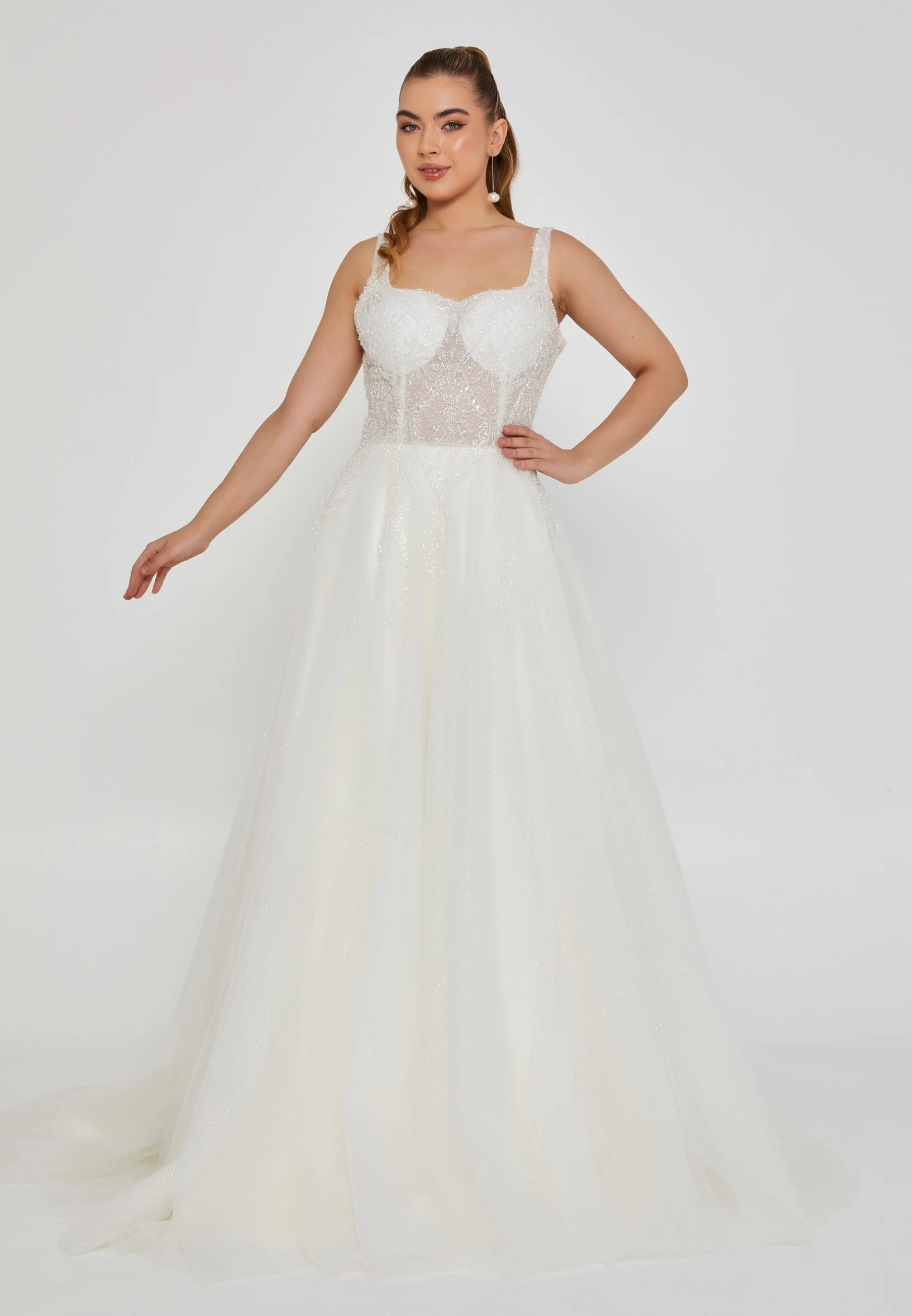 Sleeveless Maxi Tulle Regular Wedding Dress nor2019