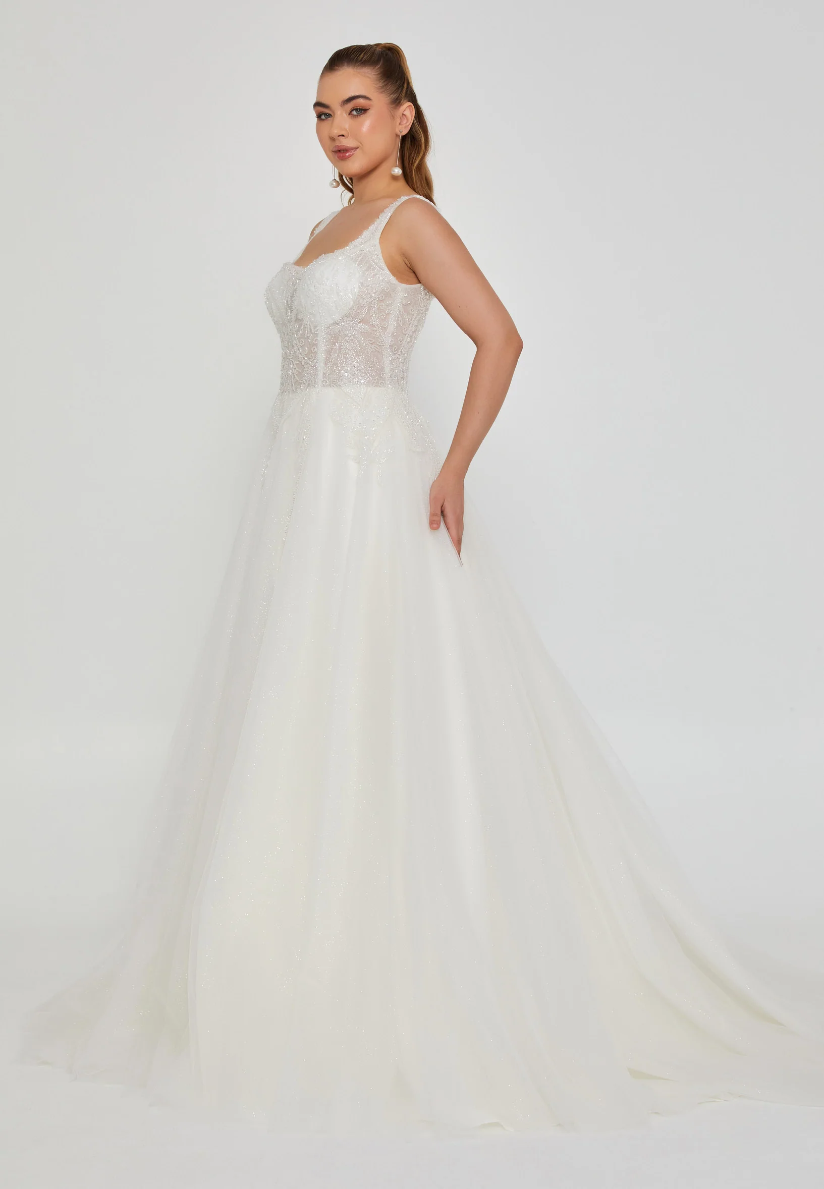 Sleeveless Maxi Tulle Regular Wedding Dress nor2019 - Image 5