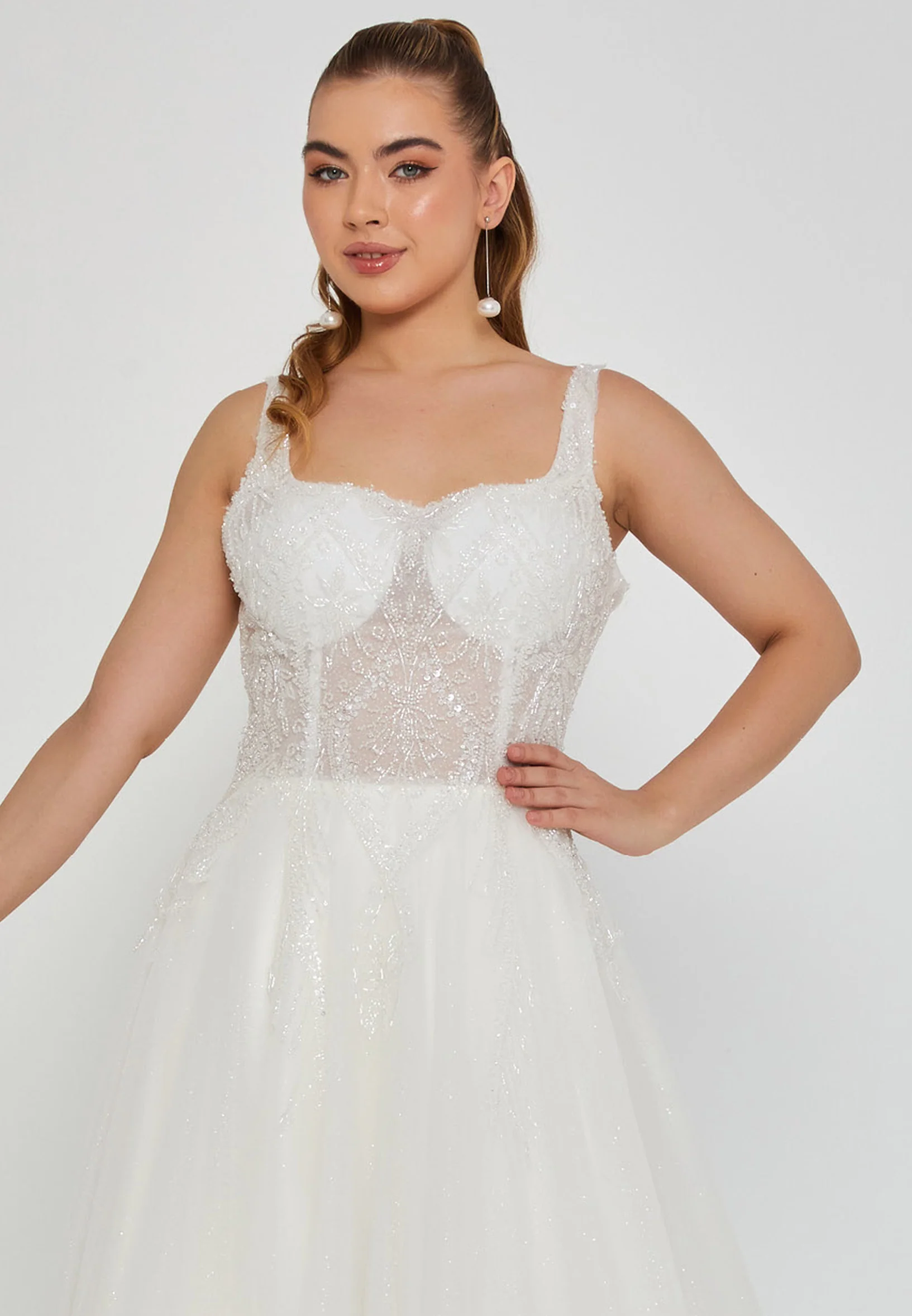 Sleeveless Maxi Tulle Regular Wedding Dress nor2019 - Image 6