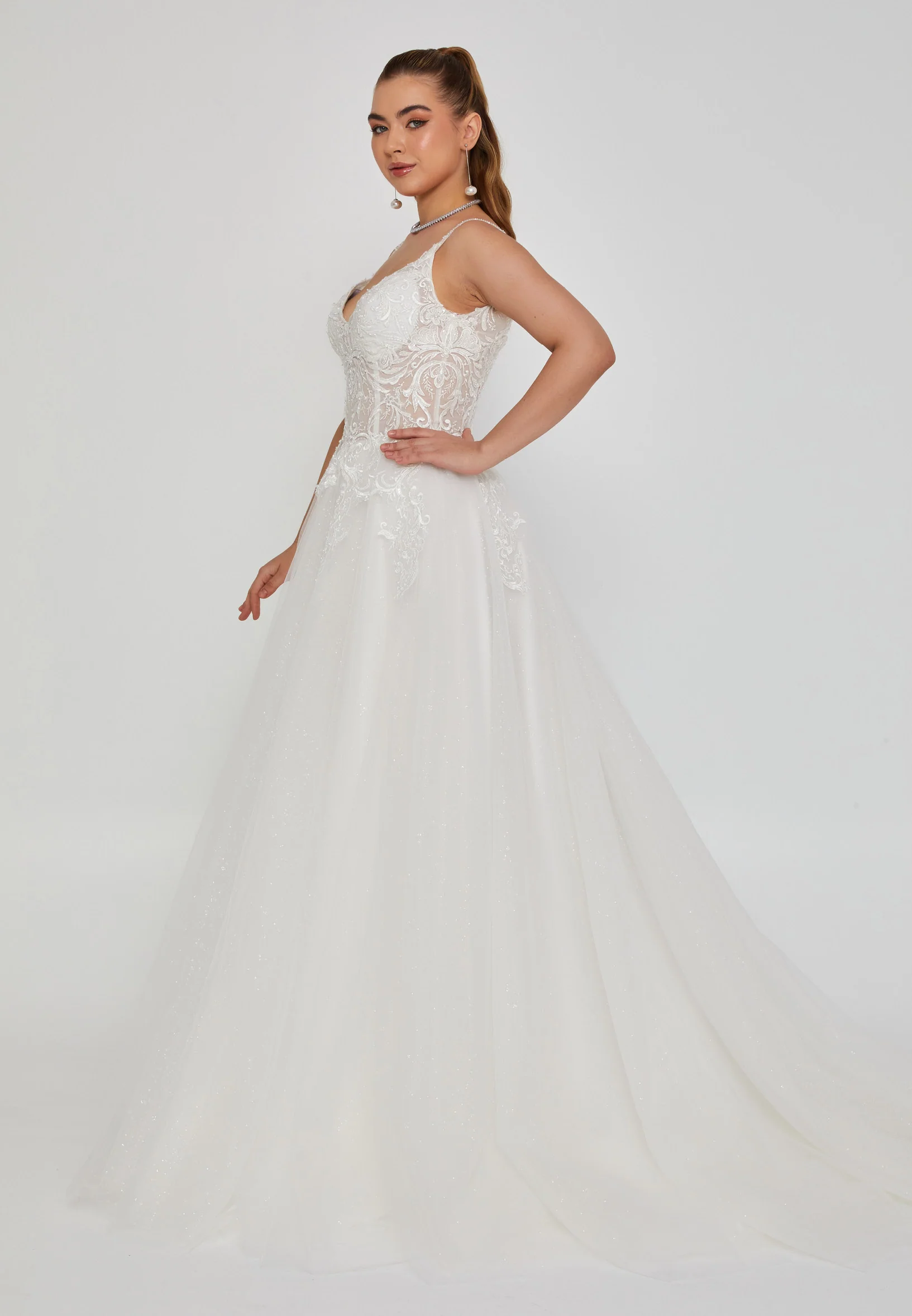 Sleeveless Maxi Tulle Regular Wedding Dress nor2021 - Image 5