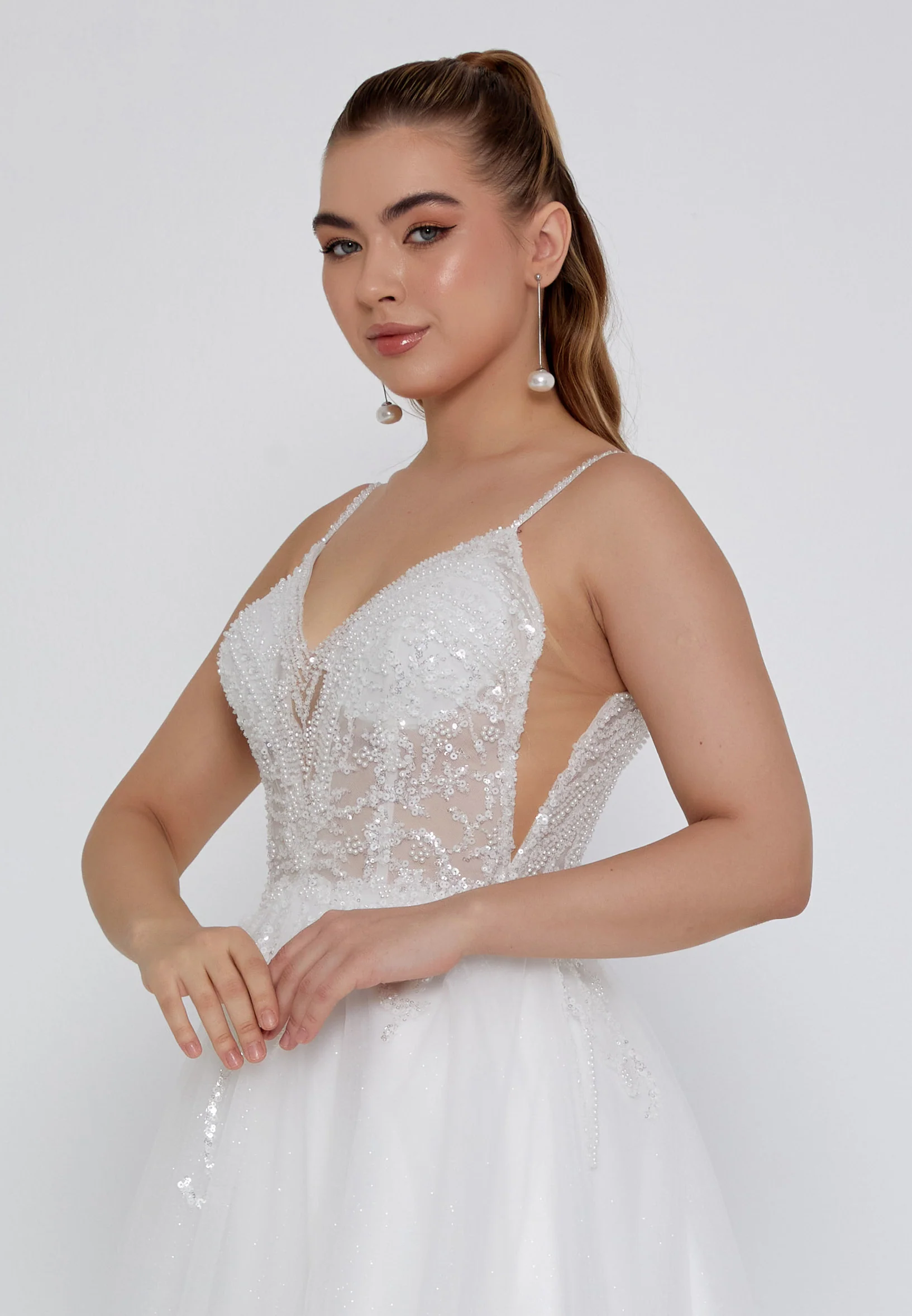 Sleeveless Maxi Tulle Regular Wedding Dress nor2031 - Image 2