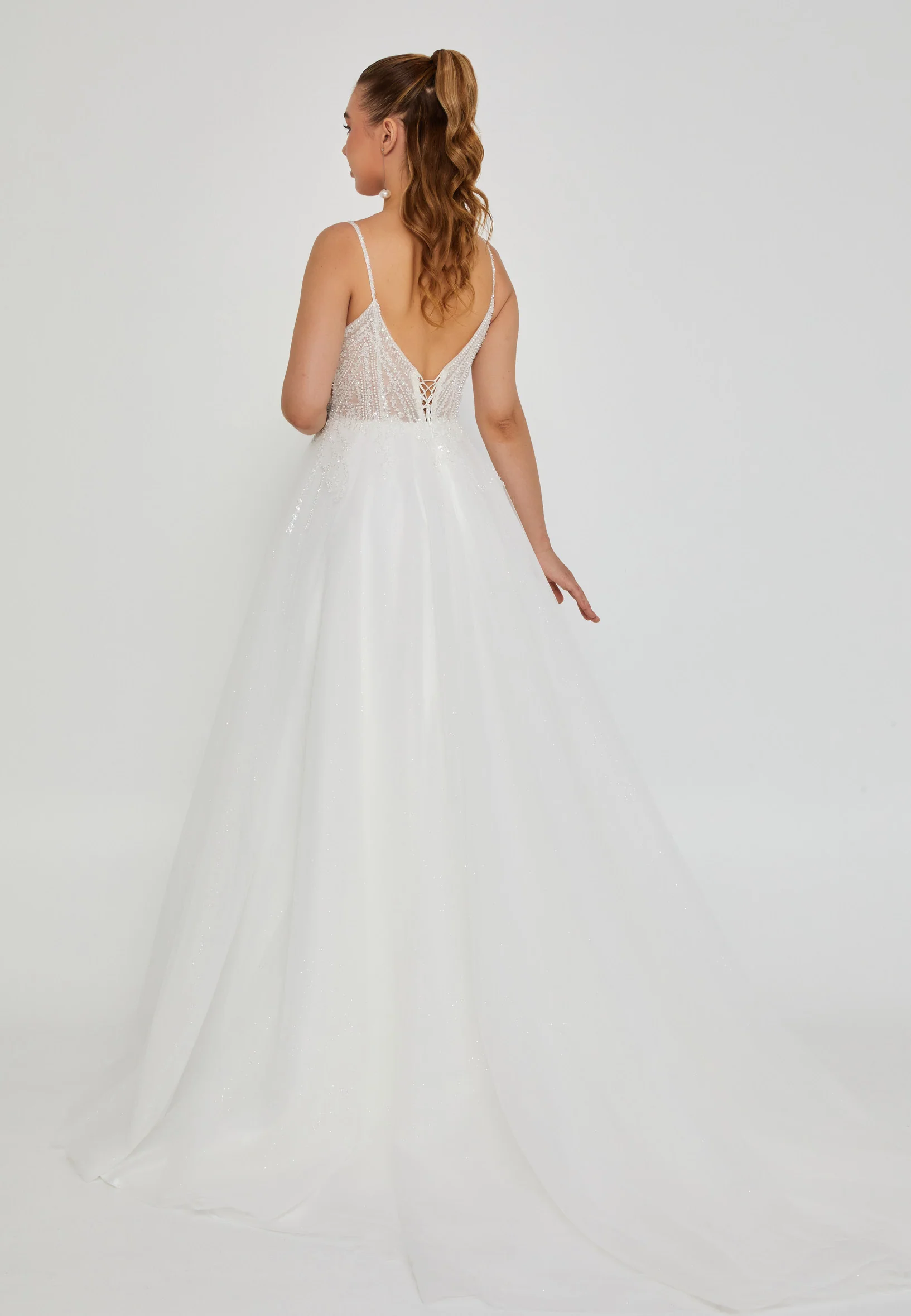 Sleeveless Maxi Tulle Regular Wedding Dress nor2031 - Image 4