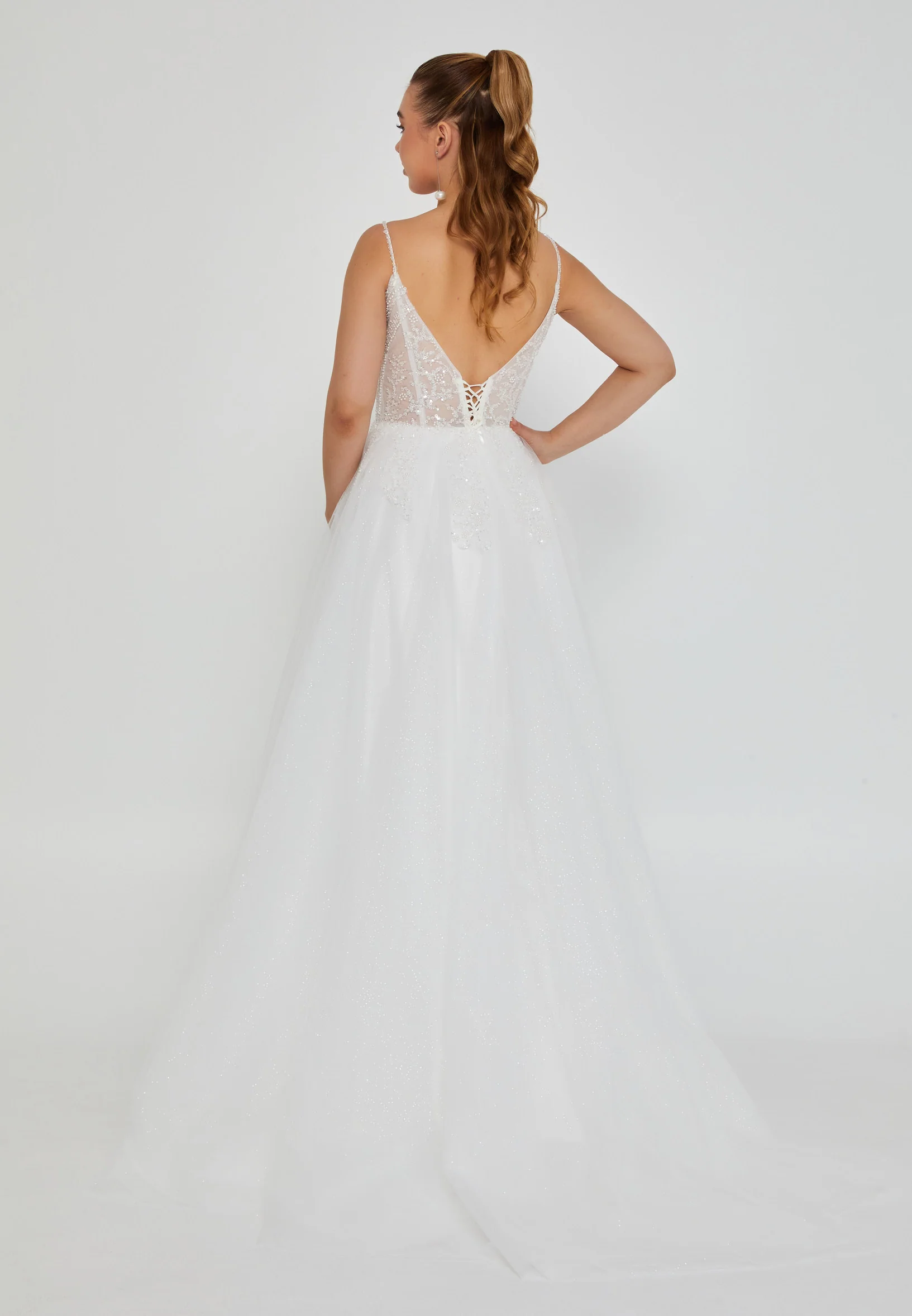 Sleeveless Maxi Tulle Regular Wedding Dress nor2033 - Image 4
