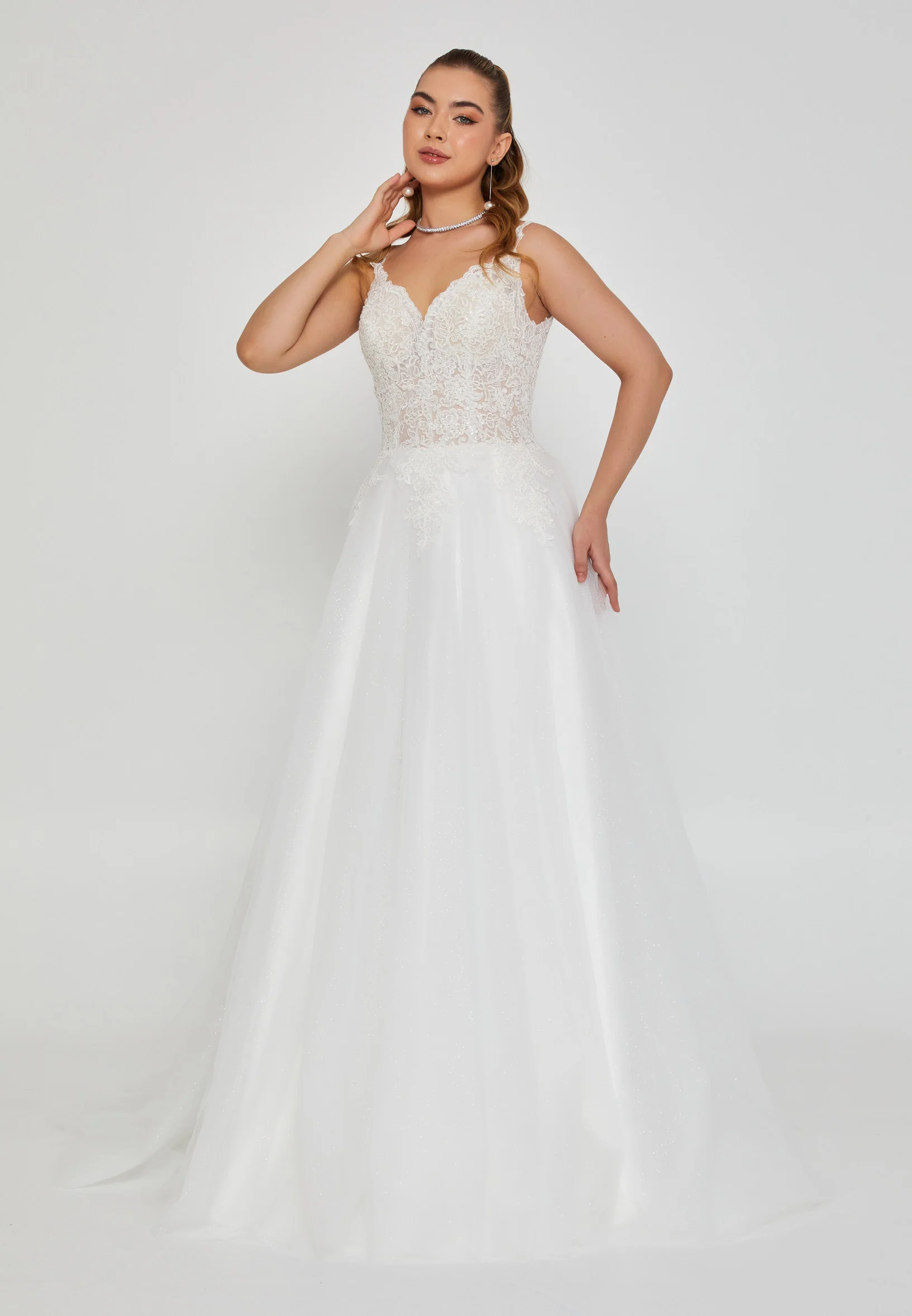 Sleeveless Maxi Tulle Regular Wedding Dress nor2039