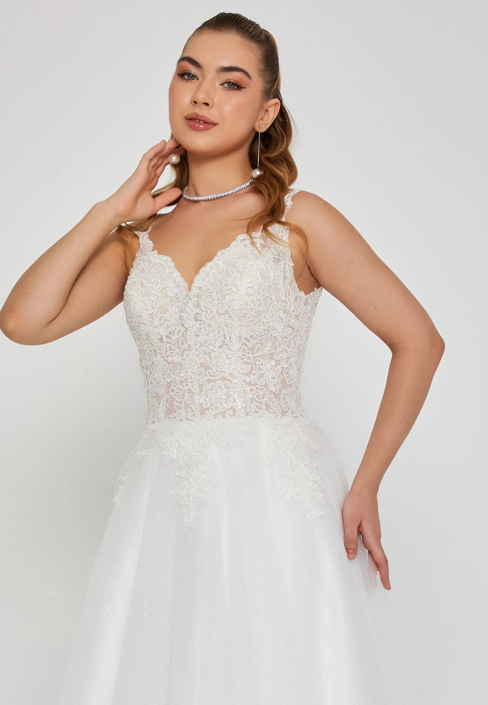 Sleeveless Maxi Tulle Regular Wedding Dress nor2039 - Image 6