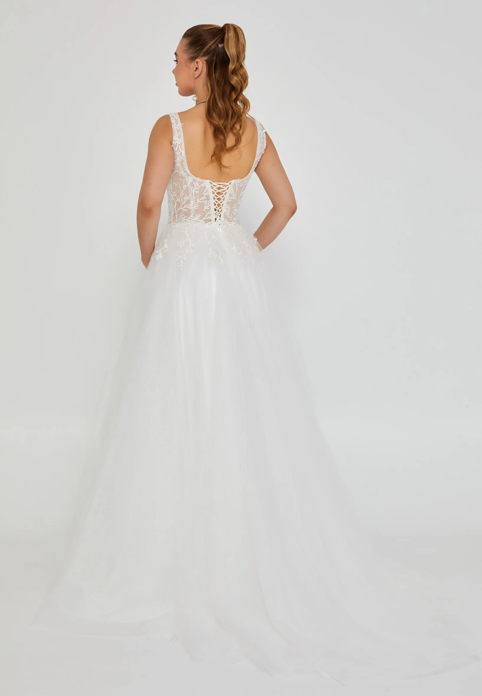 Sleeveless Maxi Tulle Regular Wedding Dress nor2043 - Image 4