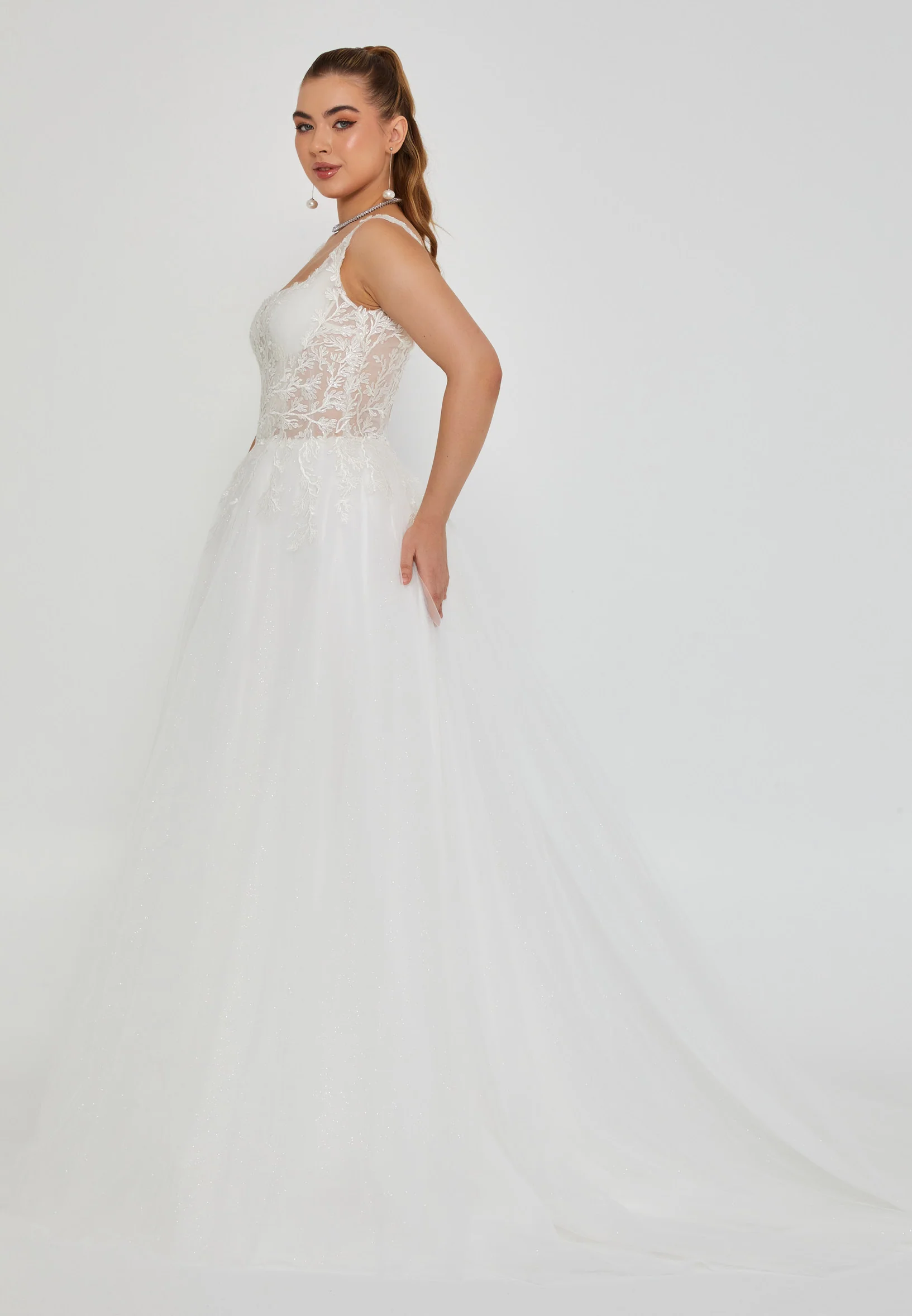 Sleeveless Maxi Tulle Regular Wedding Dress nor2043 - Image 5