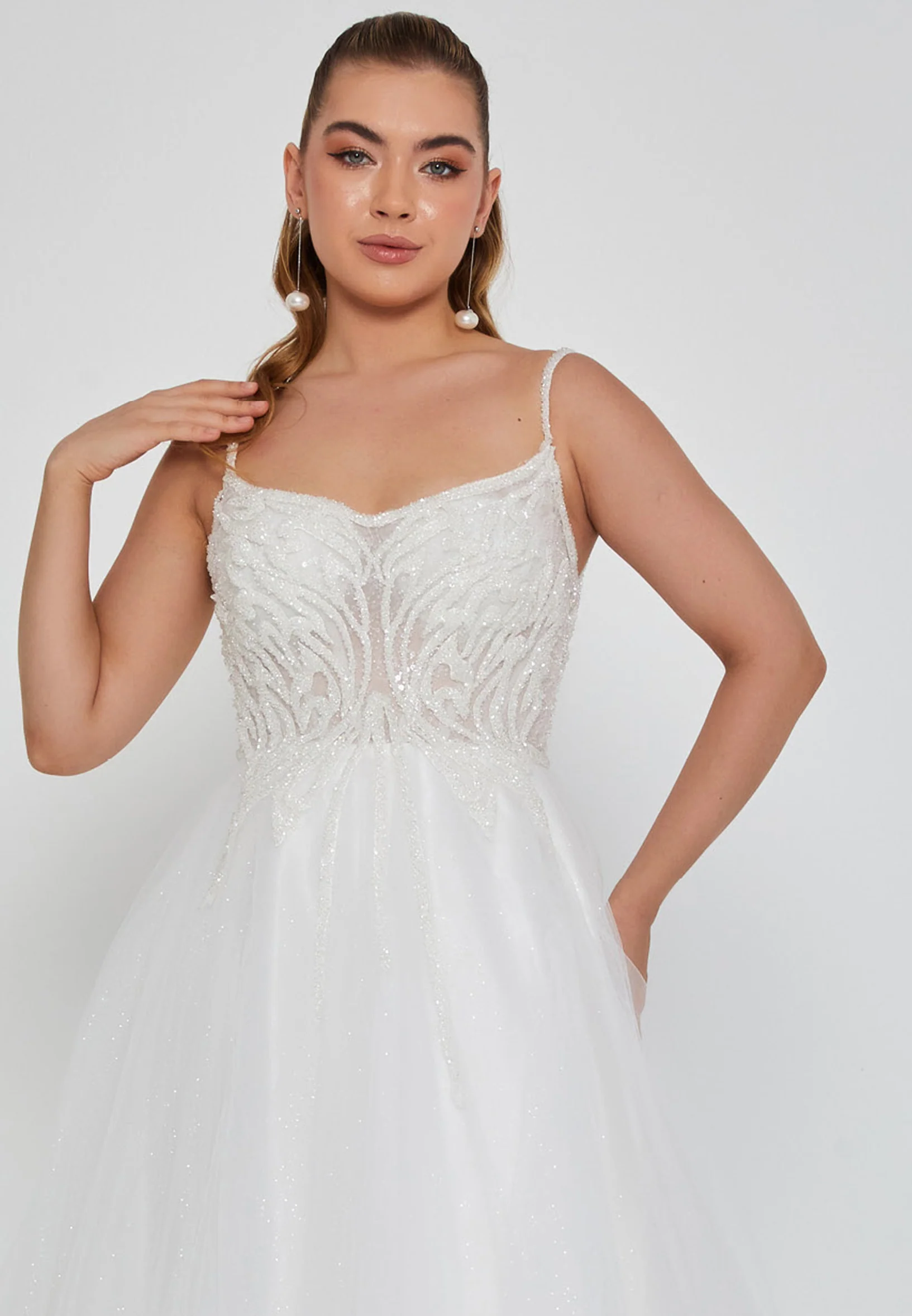 Sleeveless Maxi Tulle Regular Wedding Dress nor2045 - Image 6