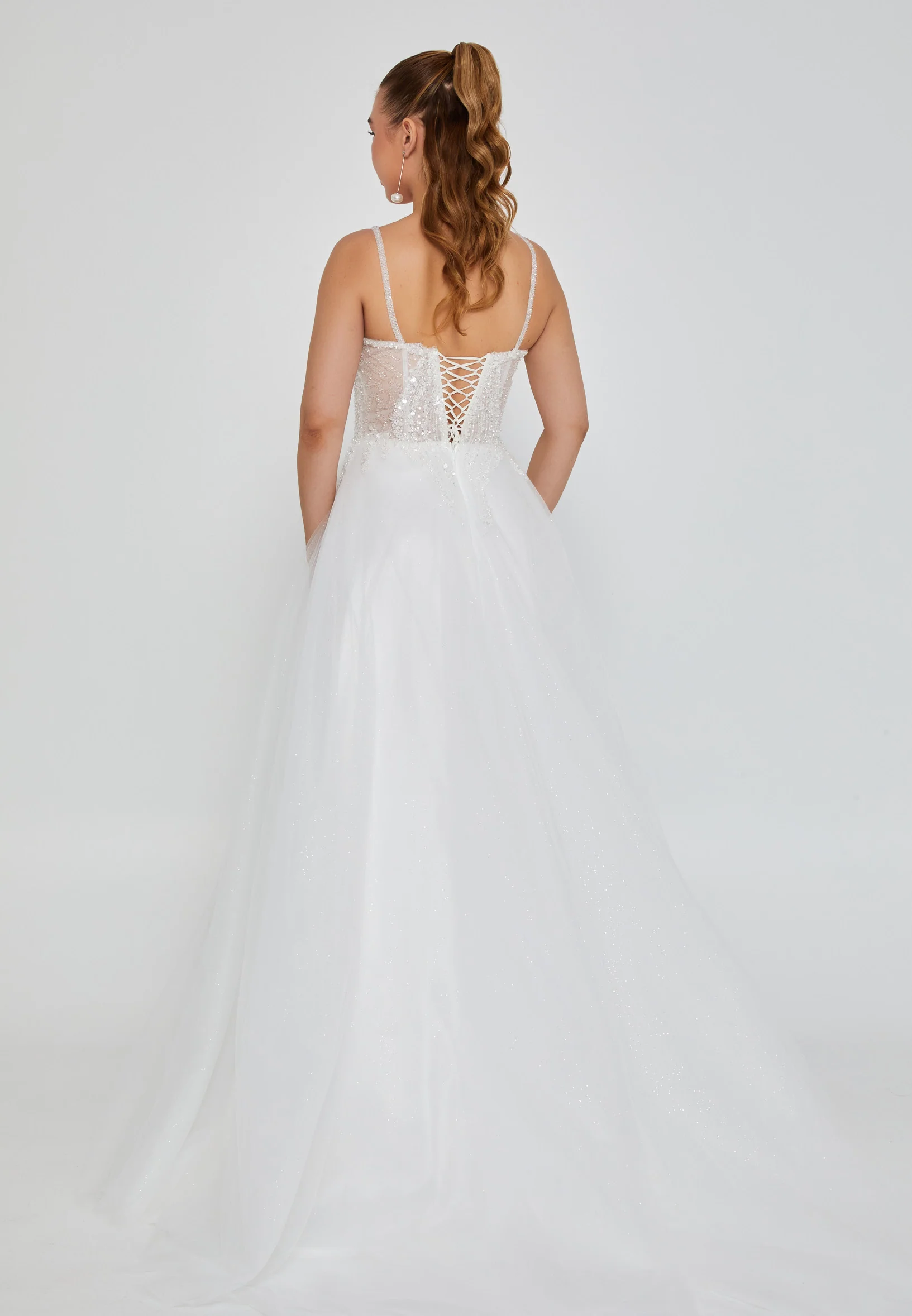 Sleeveless Maxi Tulle Regular Wedding Dress nor2048 - Image 4