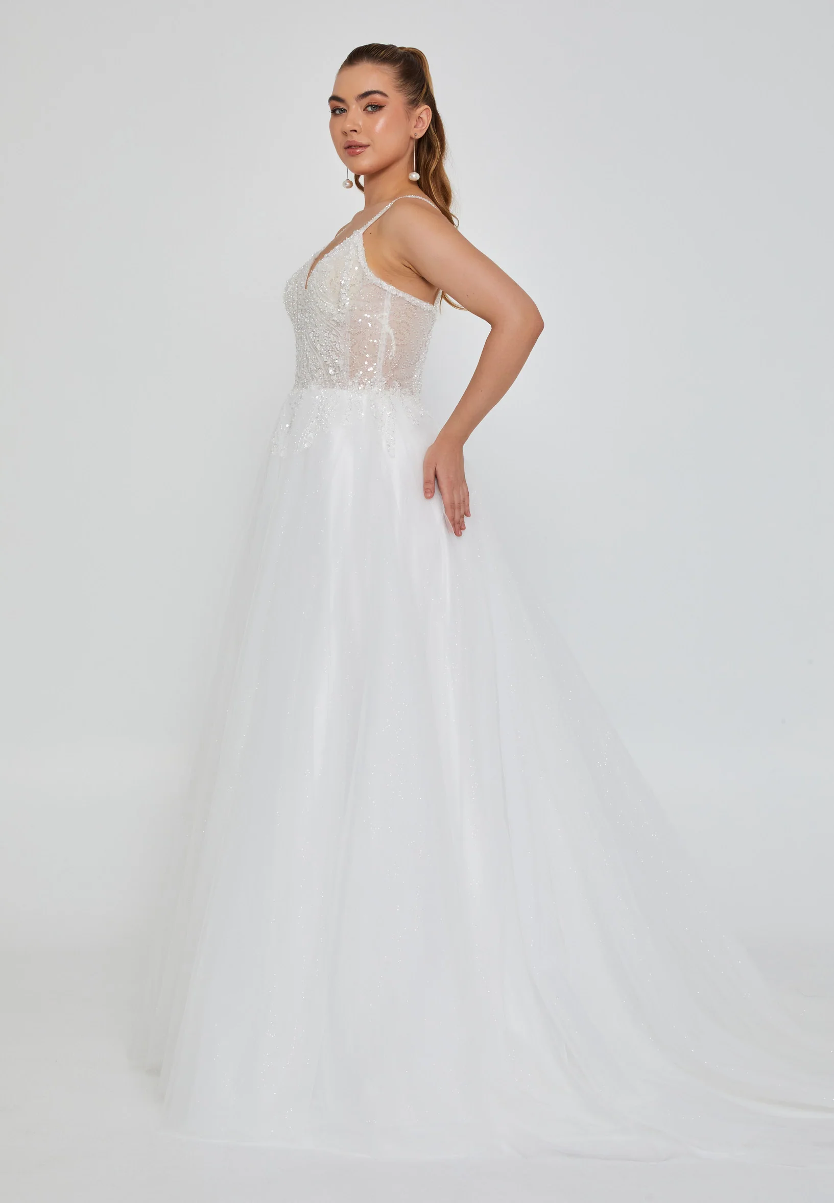 Sleeveless Maxi Tulle Regular Wedding Dress nor2048 - Image 5