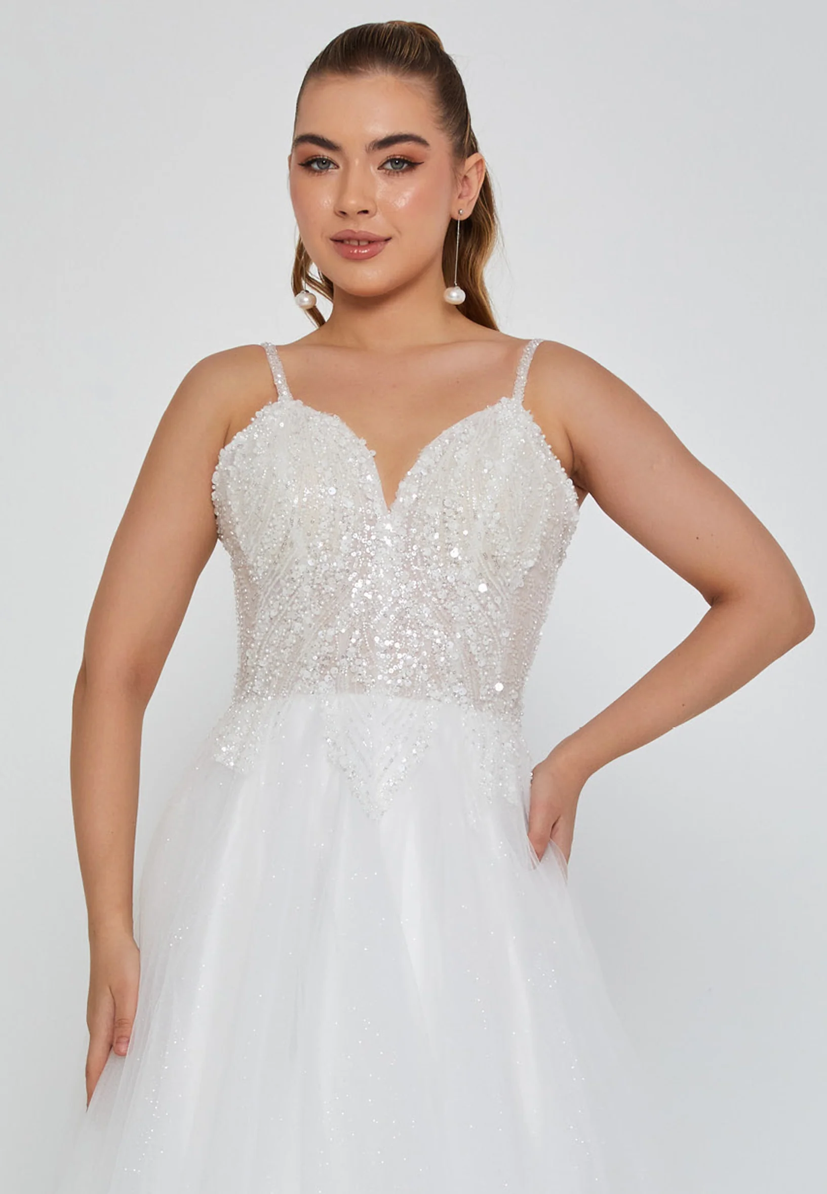 Sleeveless Maxi Tulle Regular Wedding Dress nor2048 - Image 6