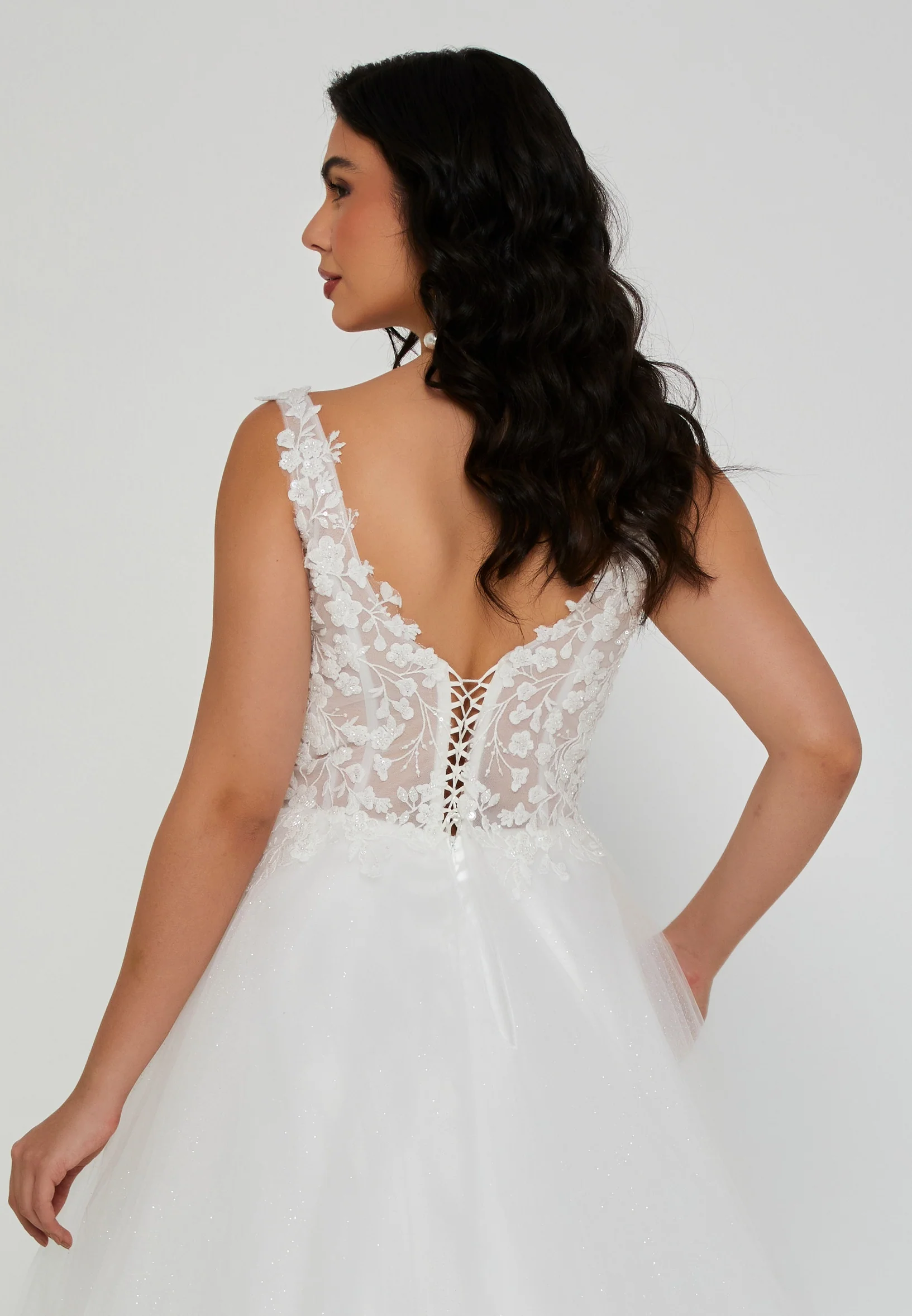Sleeveless Maxi Tulle Regular Wedding Dress nor2051 - Image 3