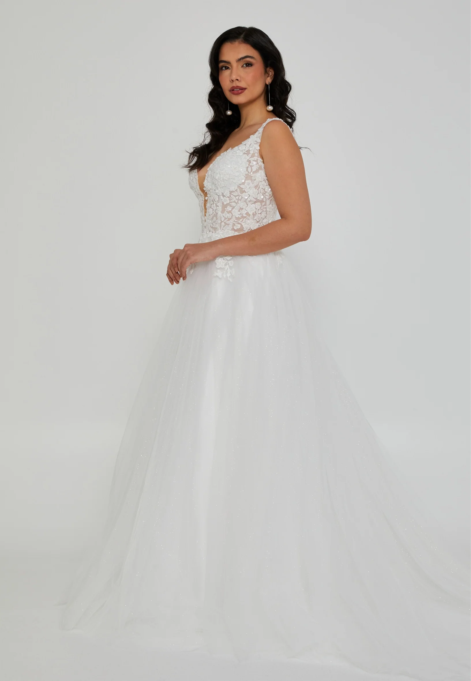 Sleeveless Maxi Tulle Regular Wedding Dress nor2051 - Image 5