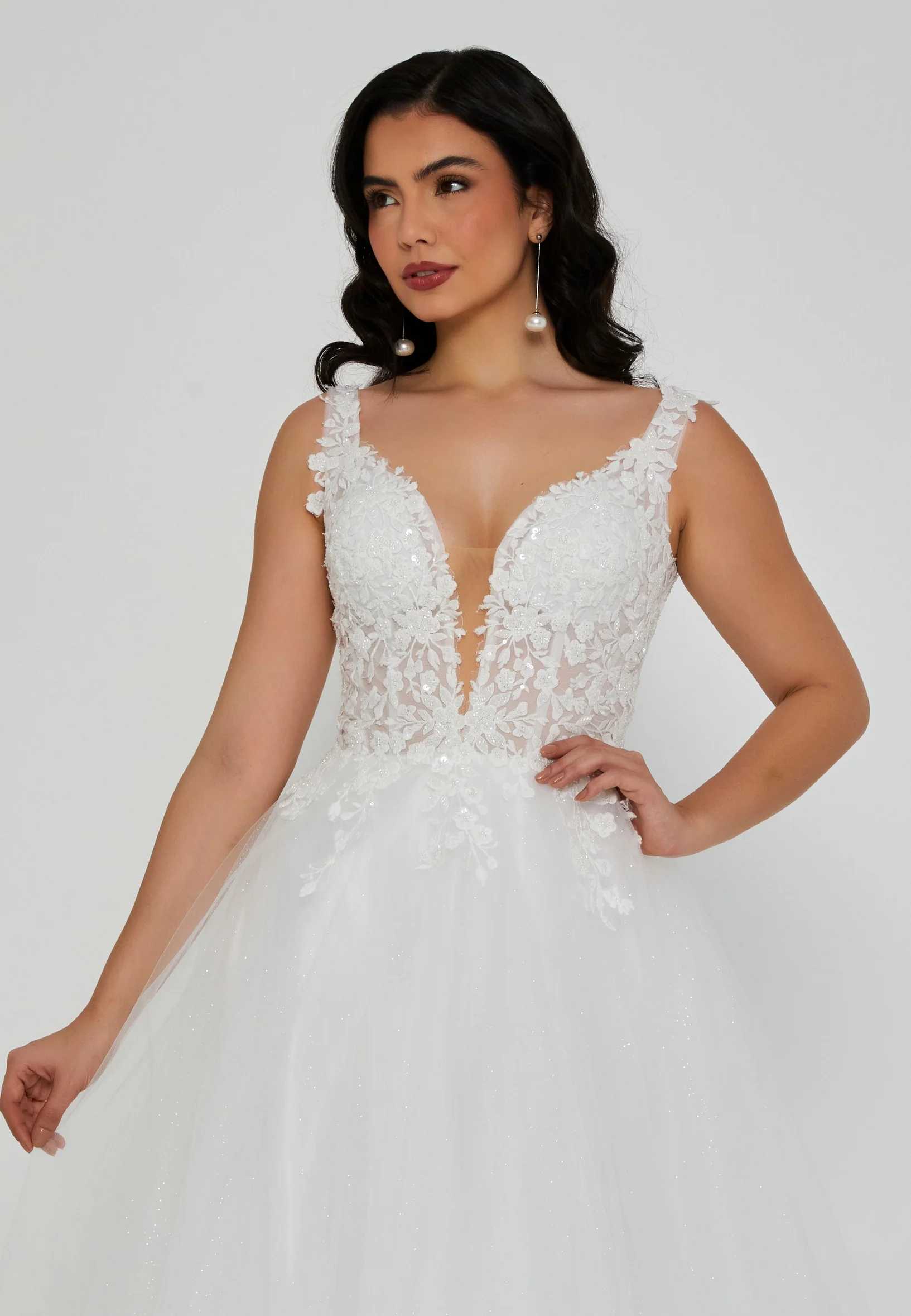 Sleeveless Maxi Tulle Regular Wedding Dress nor2051 - Image 7