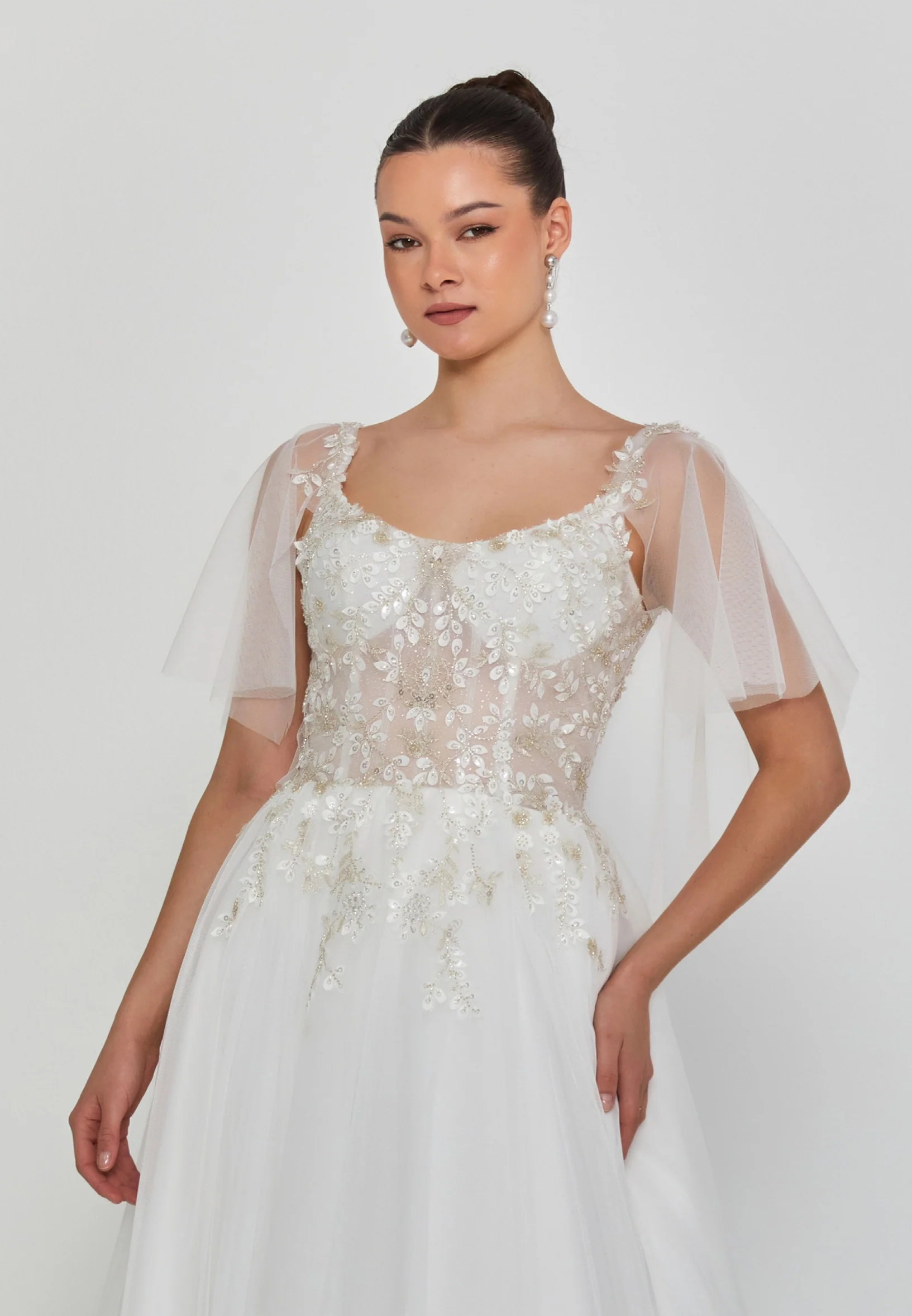 Sleeveless Maxi Tulle Regular Wedding Dress nor2058 - Image 6