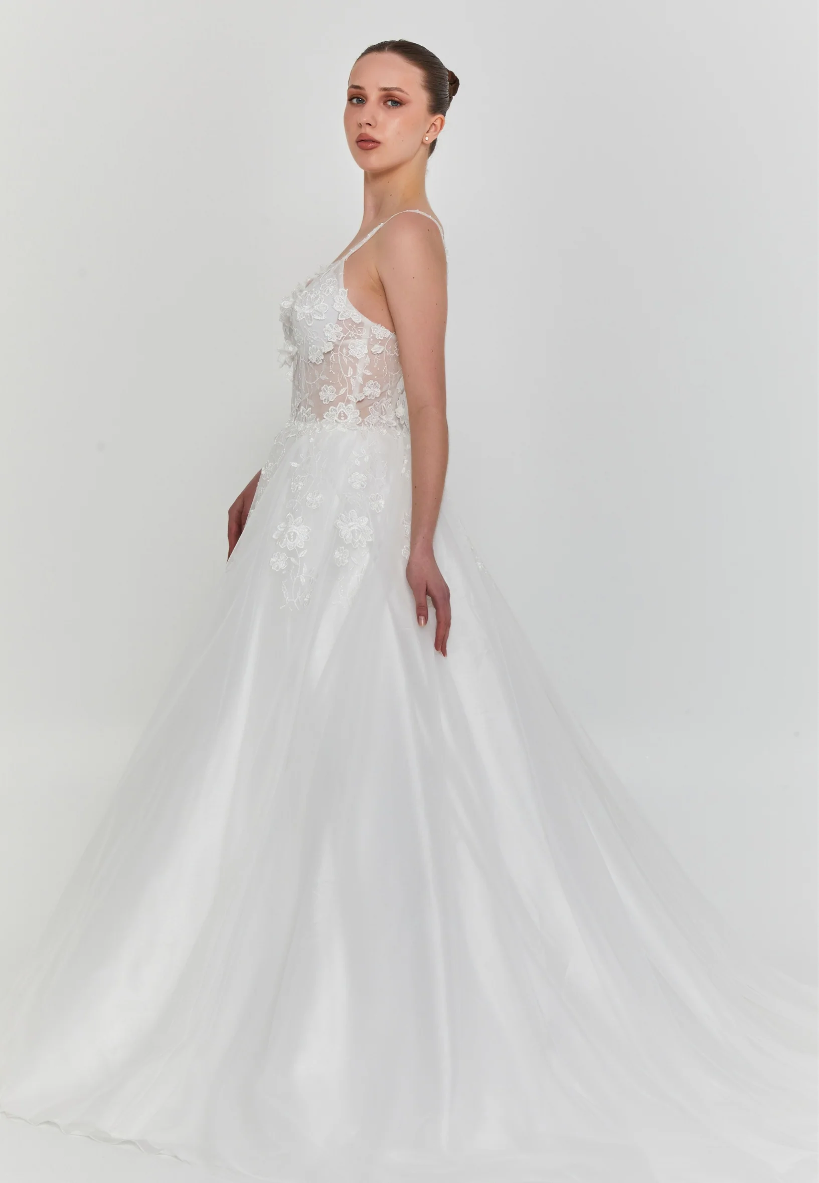 Sleeveless Maxi Tulle Regular Wedding Dress nor2060 - Image 5