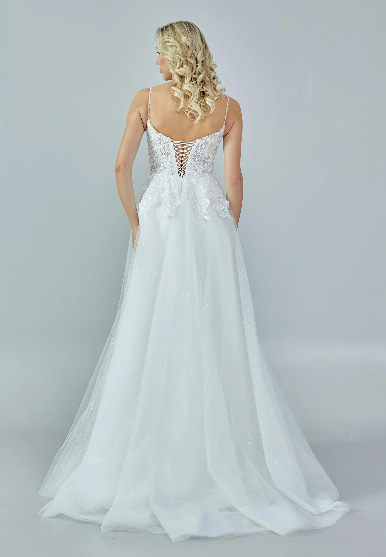 Sleeveless Maxi Tulle Regular Wedding Dress nor208 - Image 5